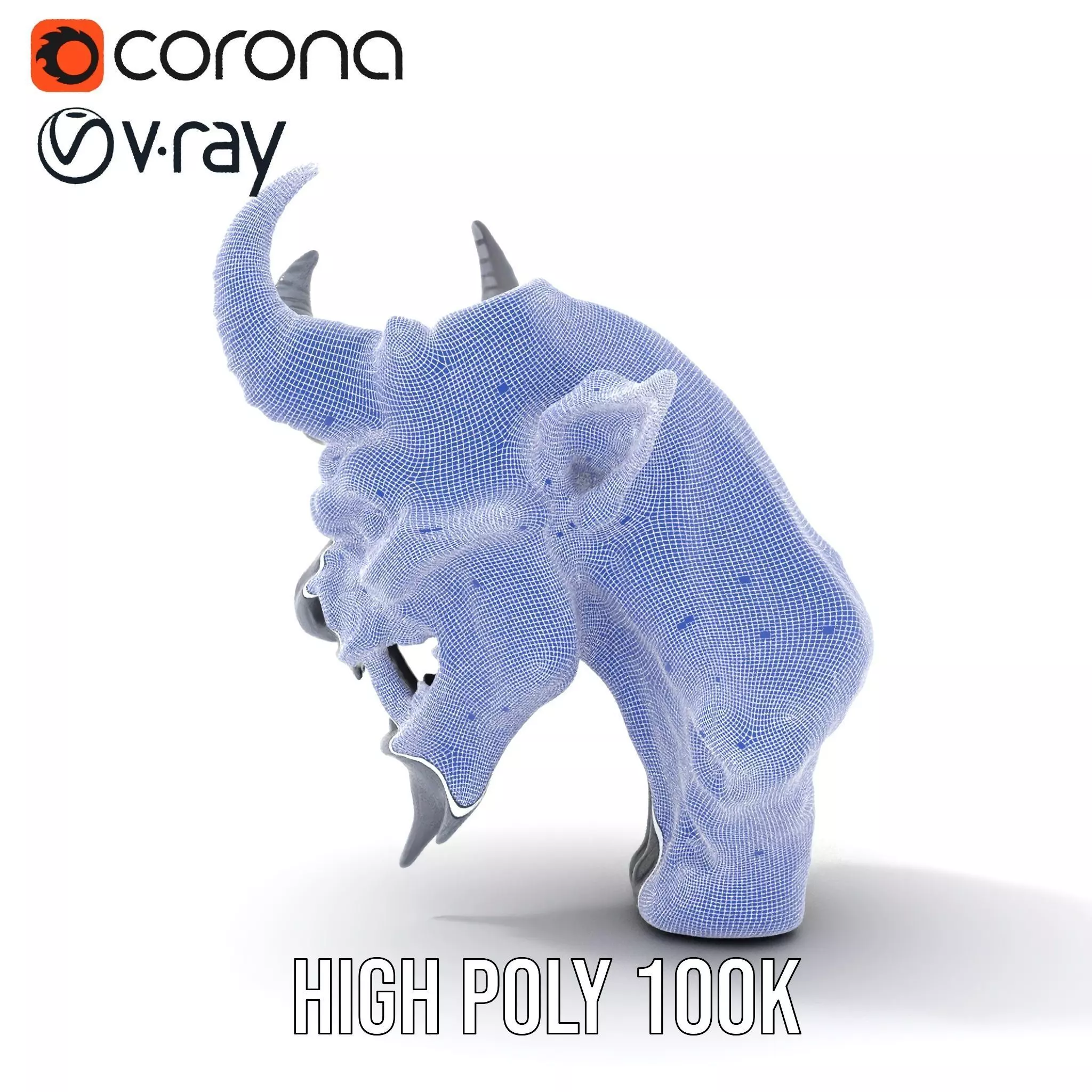 Dark Demon Head model pack Low-poly 3D model_29