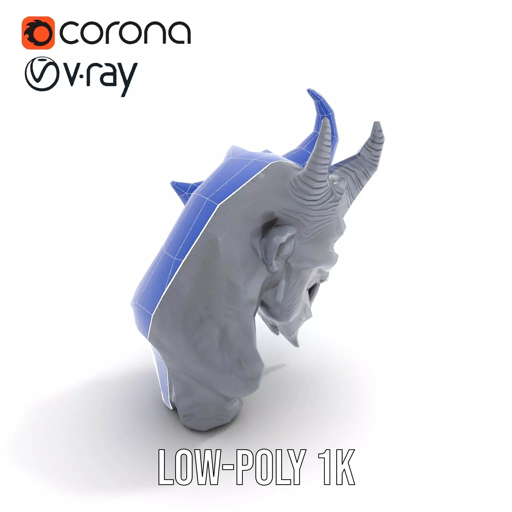 Dark Demon Head model pack Low-poly 3D model_31