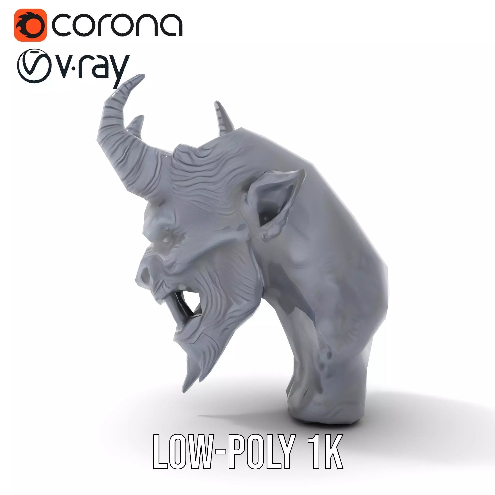 Dark Demon Head model pack Low-poly 3D model_17