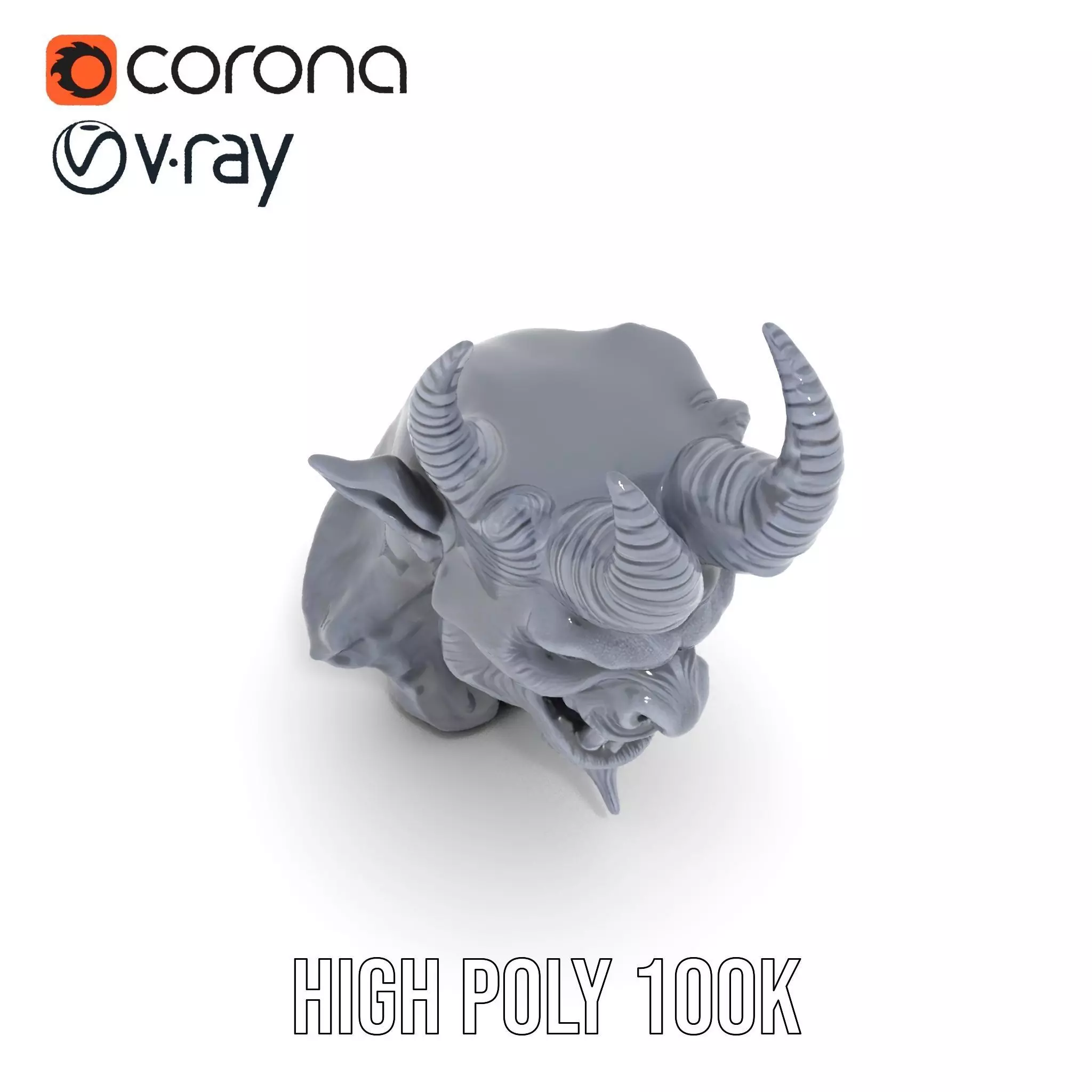 Dark Demon Head model pack Low-poly 3D model_20