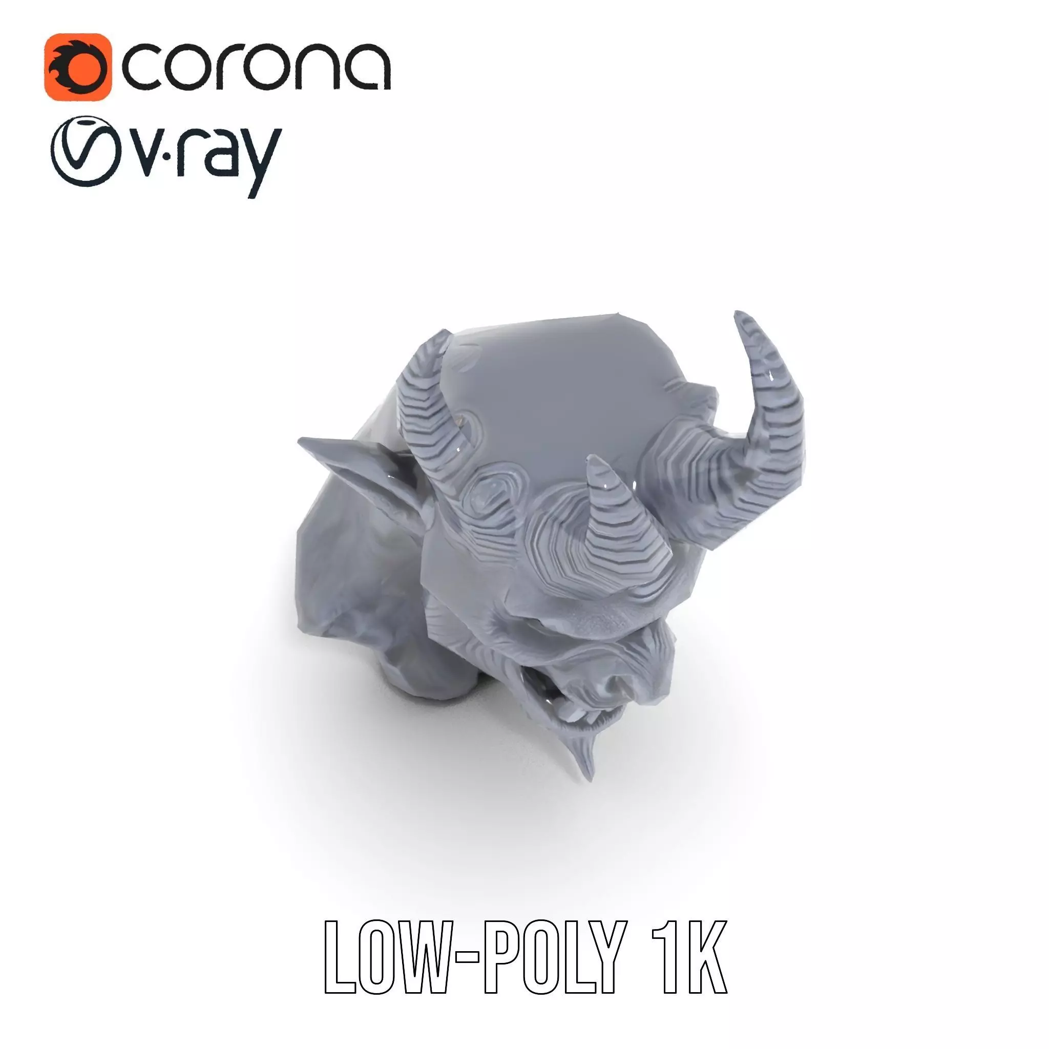 Dark Demon Head model pack Low-poly 3D model_9