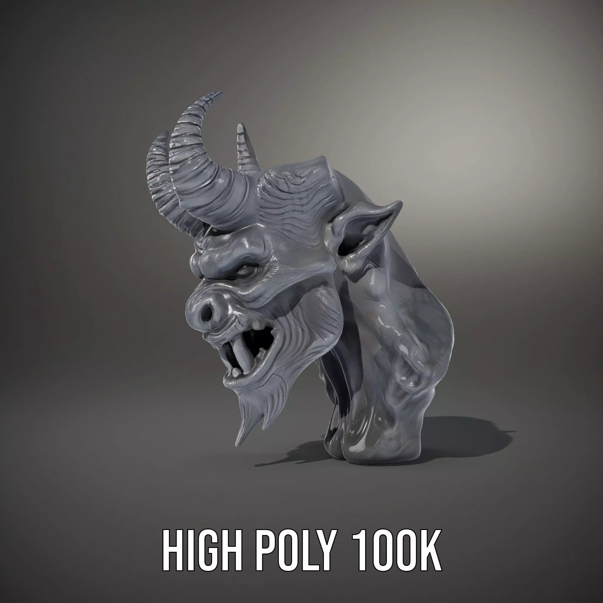 Dark Demon Head model pack Low-poly 3D model_8