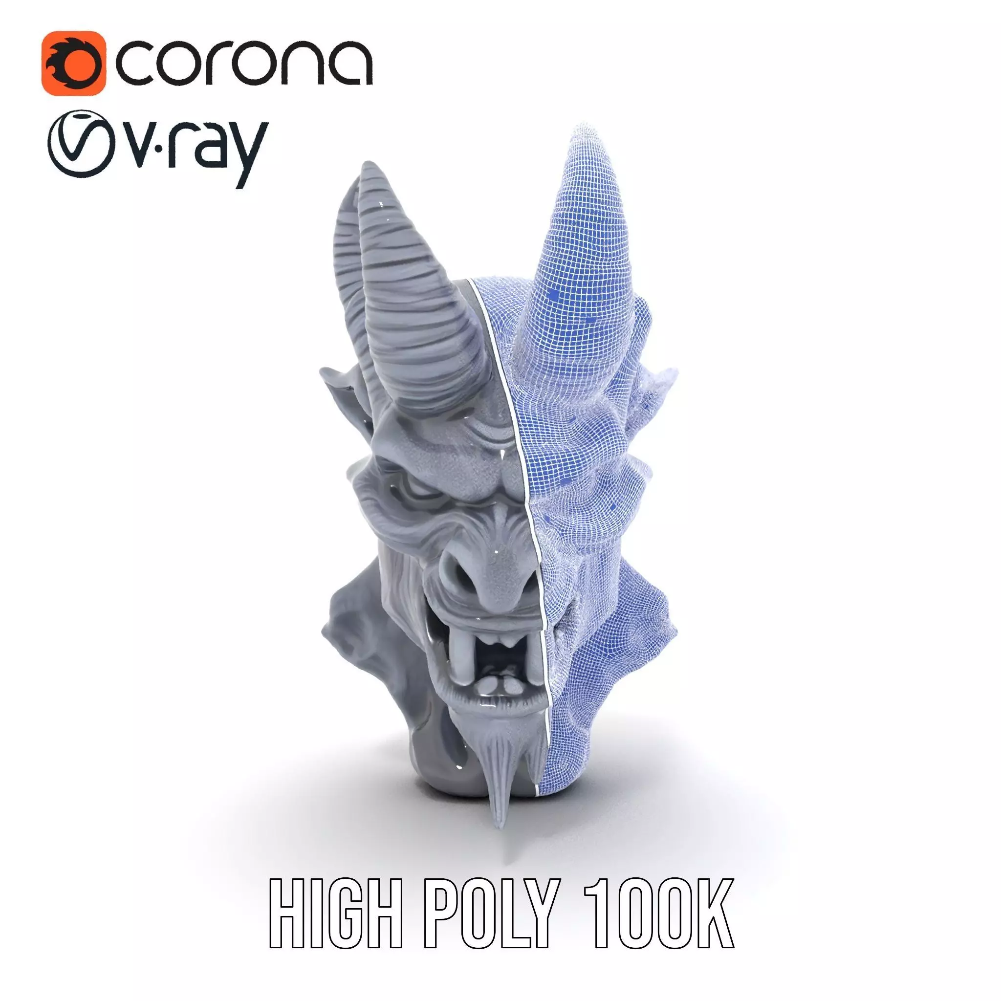 Dark Demon Head model pack Low-poly 3D model_34