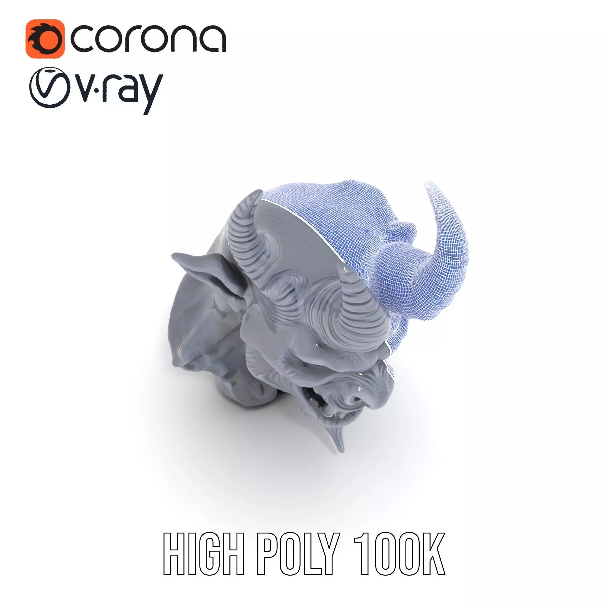 Dark Demon Head model pack Low-poly 3D model_32