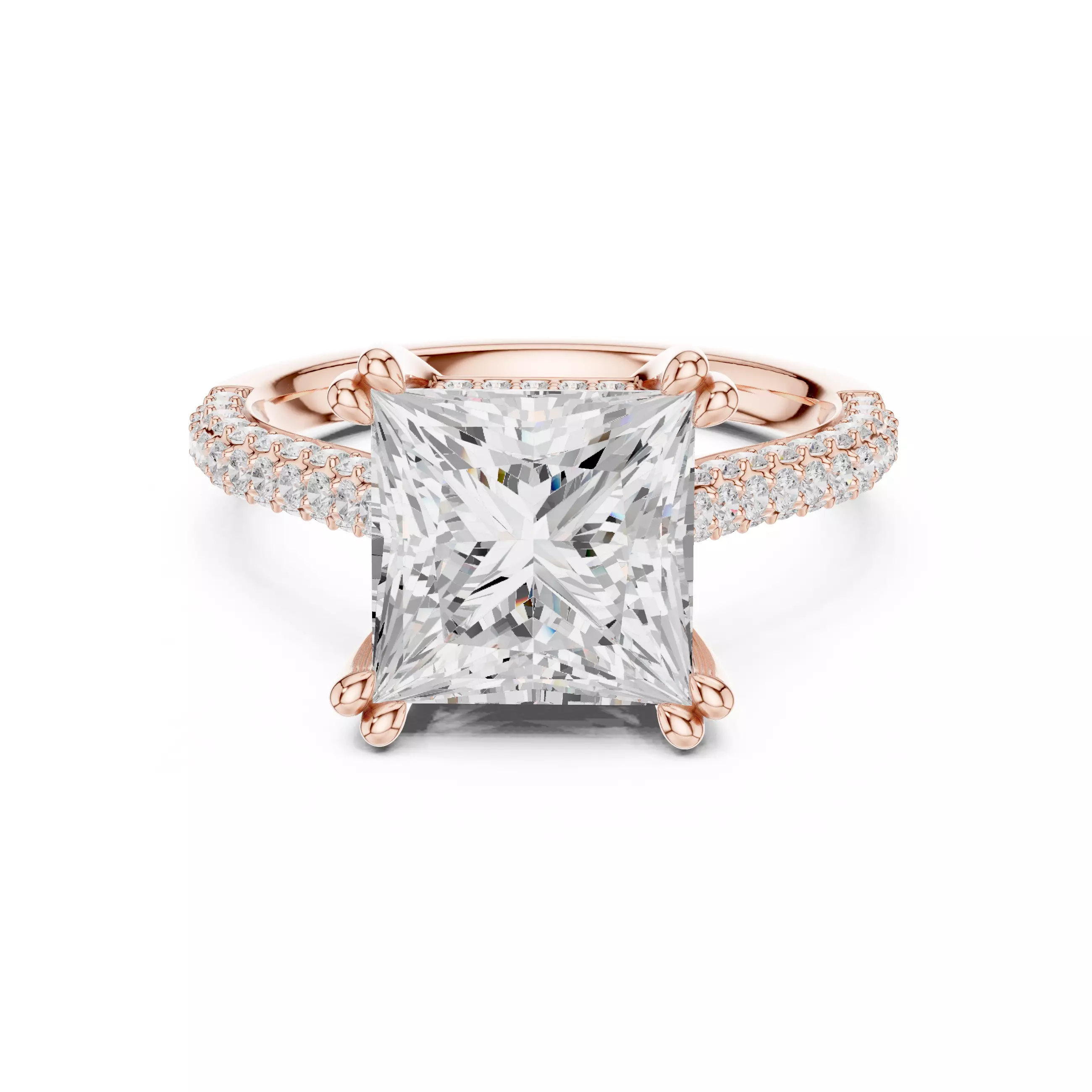 Double Claw Prong Princess Cut Engagement Ring 3DM STL Video 3D print model