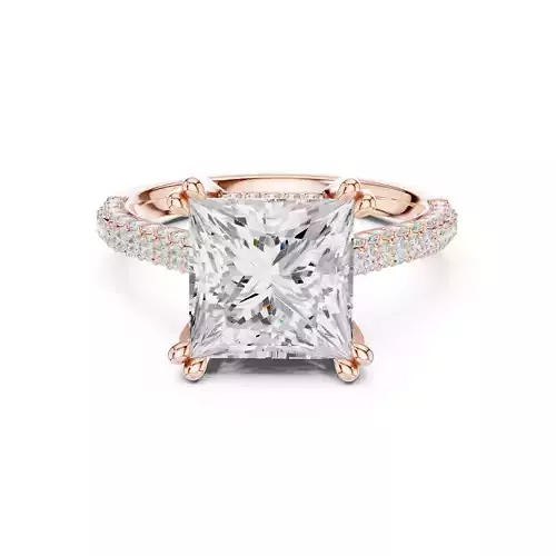 Double Claw Prong Princess Cut Engagement  Ring 3DM STL Video