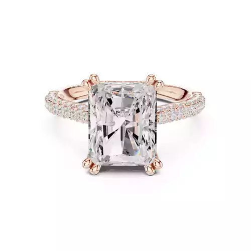 Double Claw Prong Radiant Cut Diamond Engagement Ring File Video