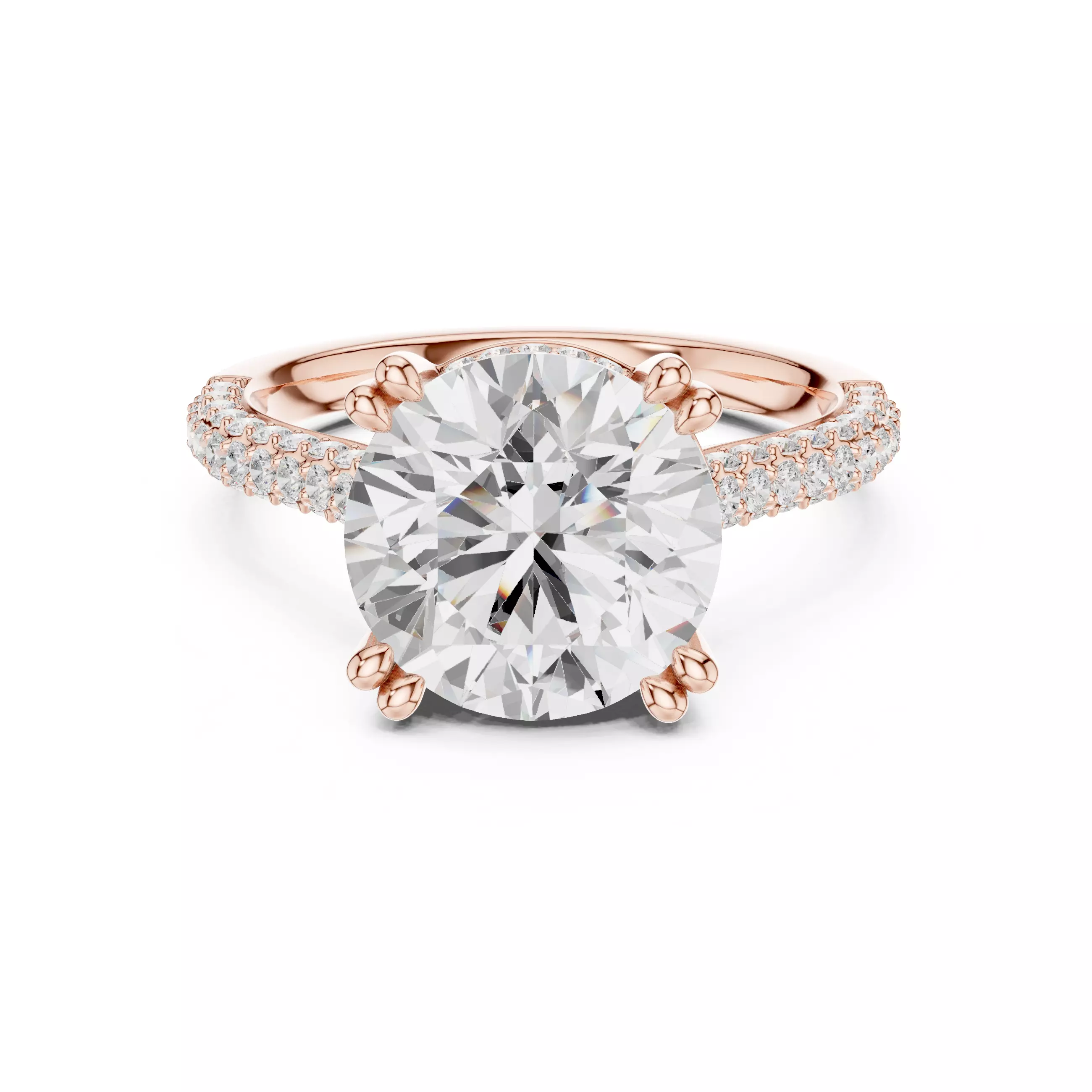 Double Claw Prong Round Diamond Engagement Ring 3DM STL Video 3D print model