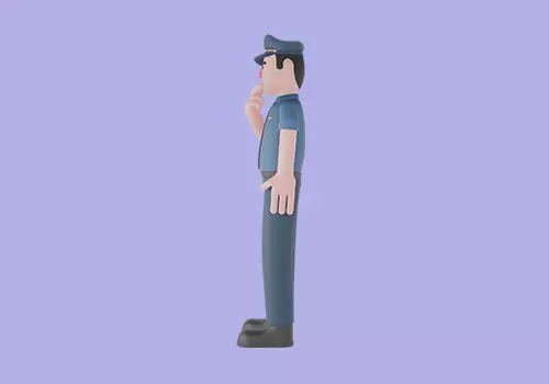Stylized 3D Male Police Character-Cartoon Officer Thinking Pose 3D model_3
