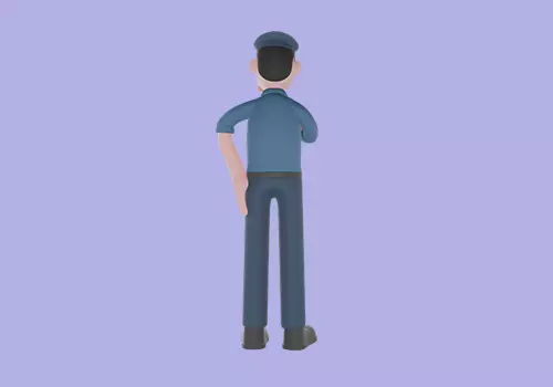 Stylized 3D Male Police Character-Cartoon Officer Thinking Pose 3D model_4