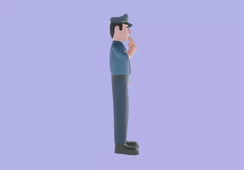 Stylized 3D Male Police Character-Cartoon Officer Thinking Pose 3D model_5