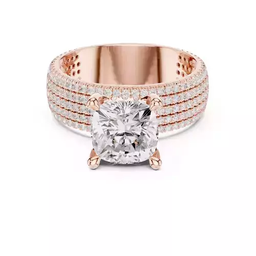 Five Round Cut Row Shank Cushion Diamond Wedding Ring File Video