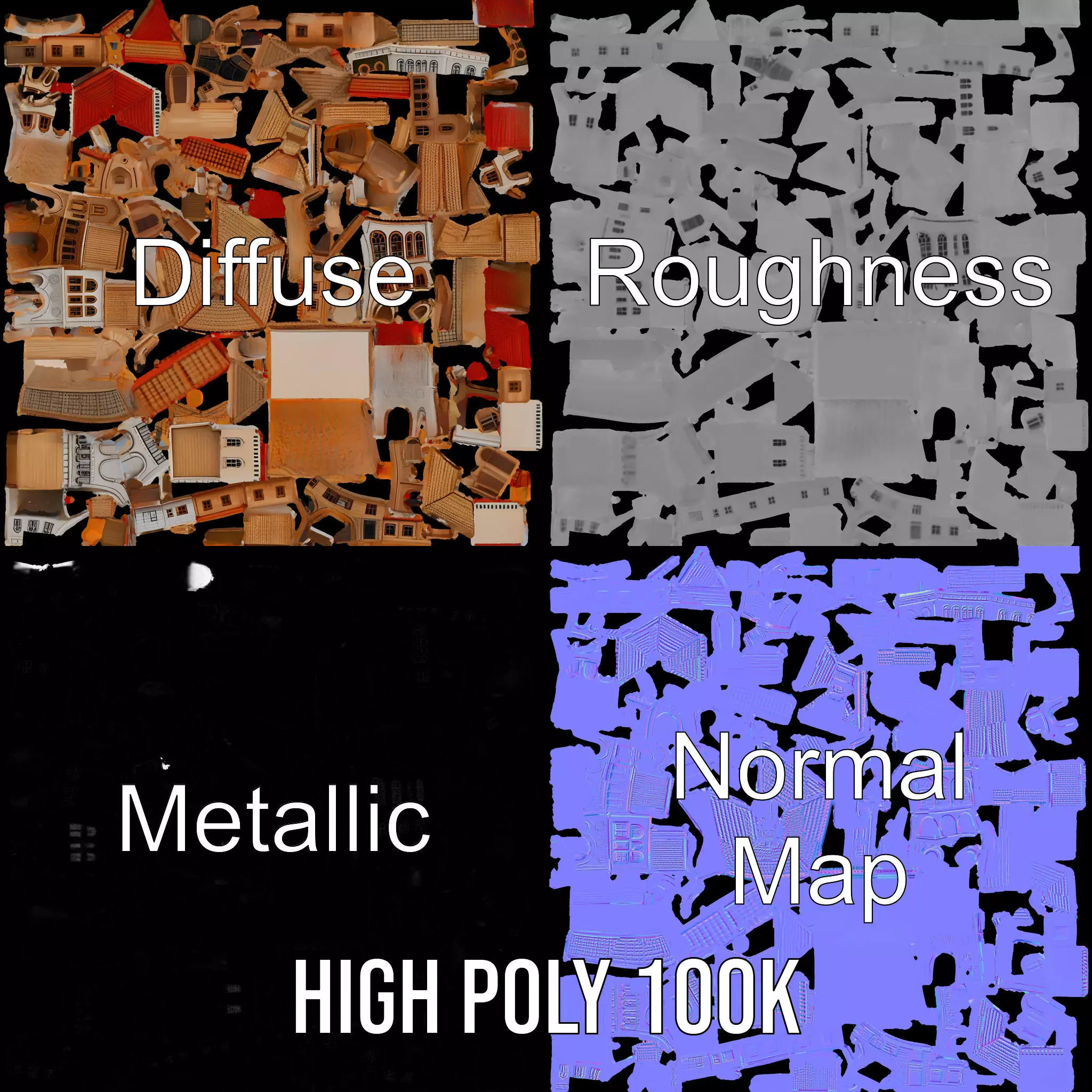 Historical City Buildings model pack Low-poly 3D model_3