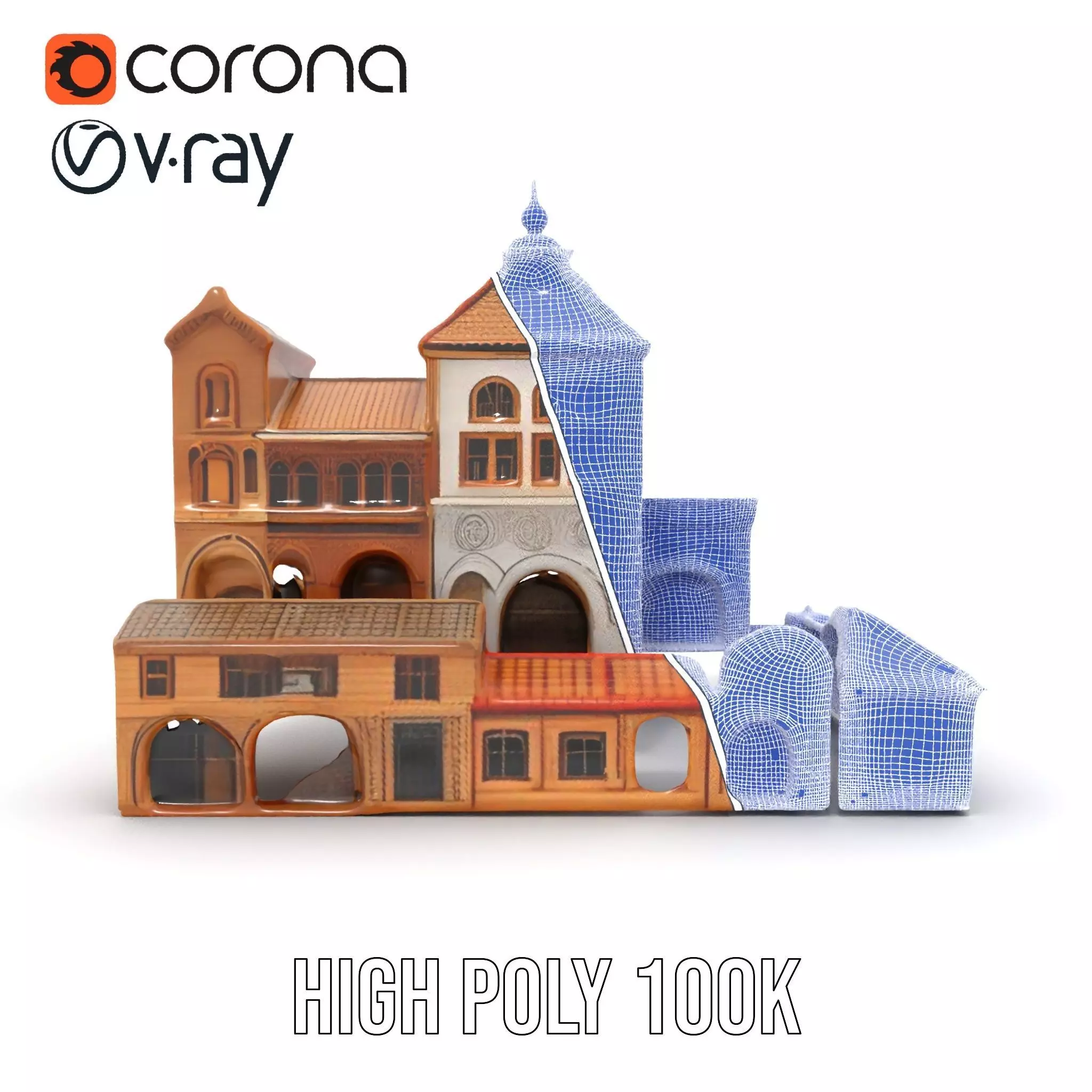 Historical City Buildings model pack Low-poly 3D model_33