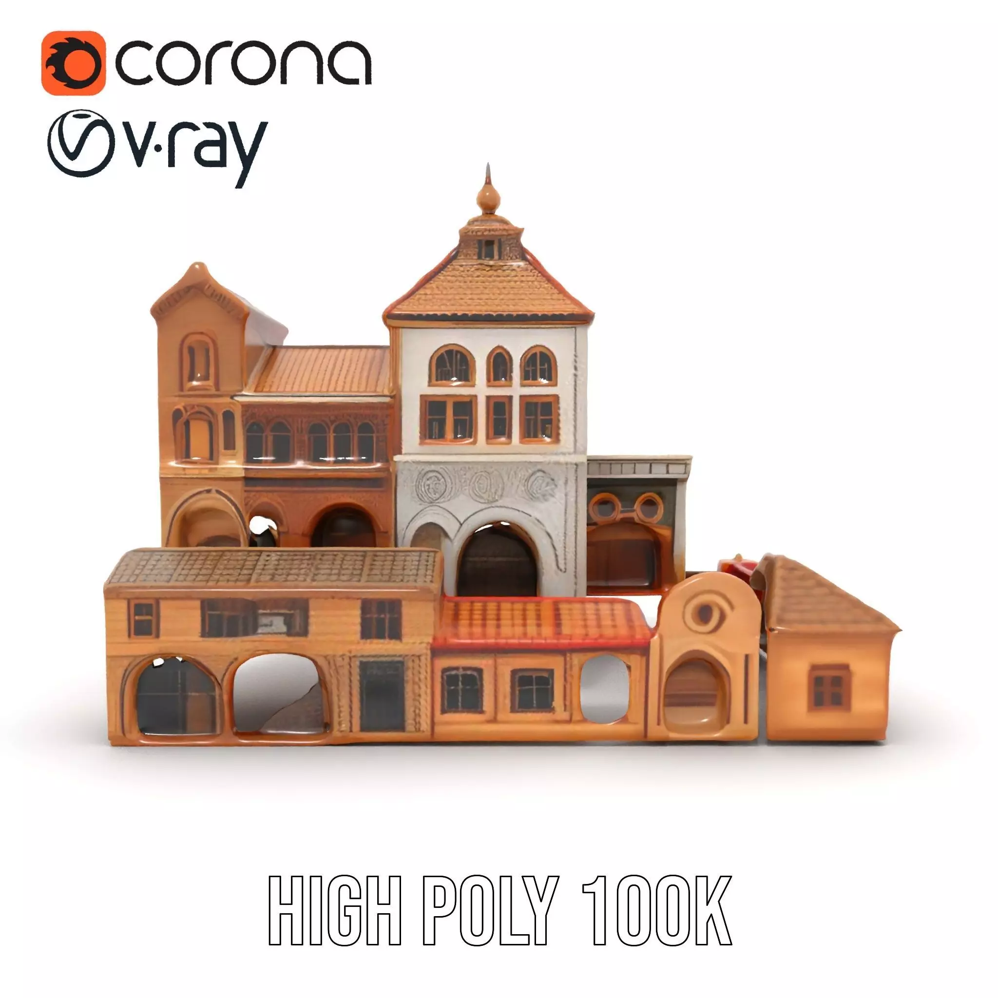 Historical City Buildings model pack Low-poly 3D model_23