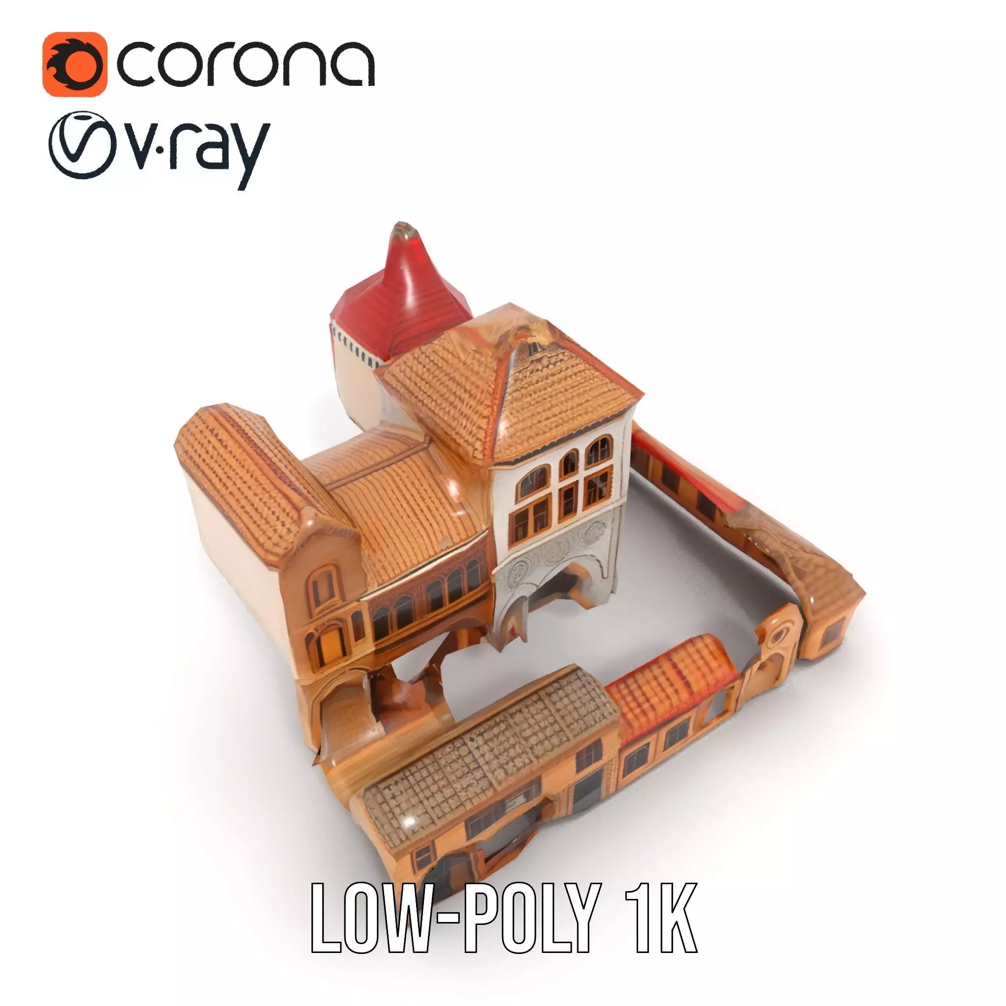 Historical City Buildings model pack Low-poly 3D model_12