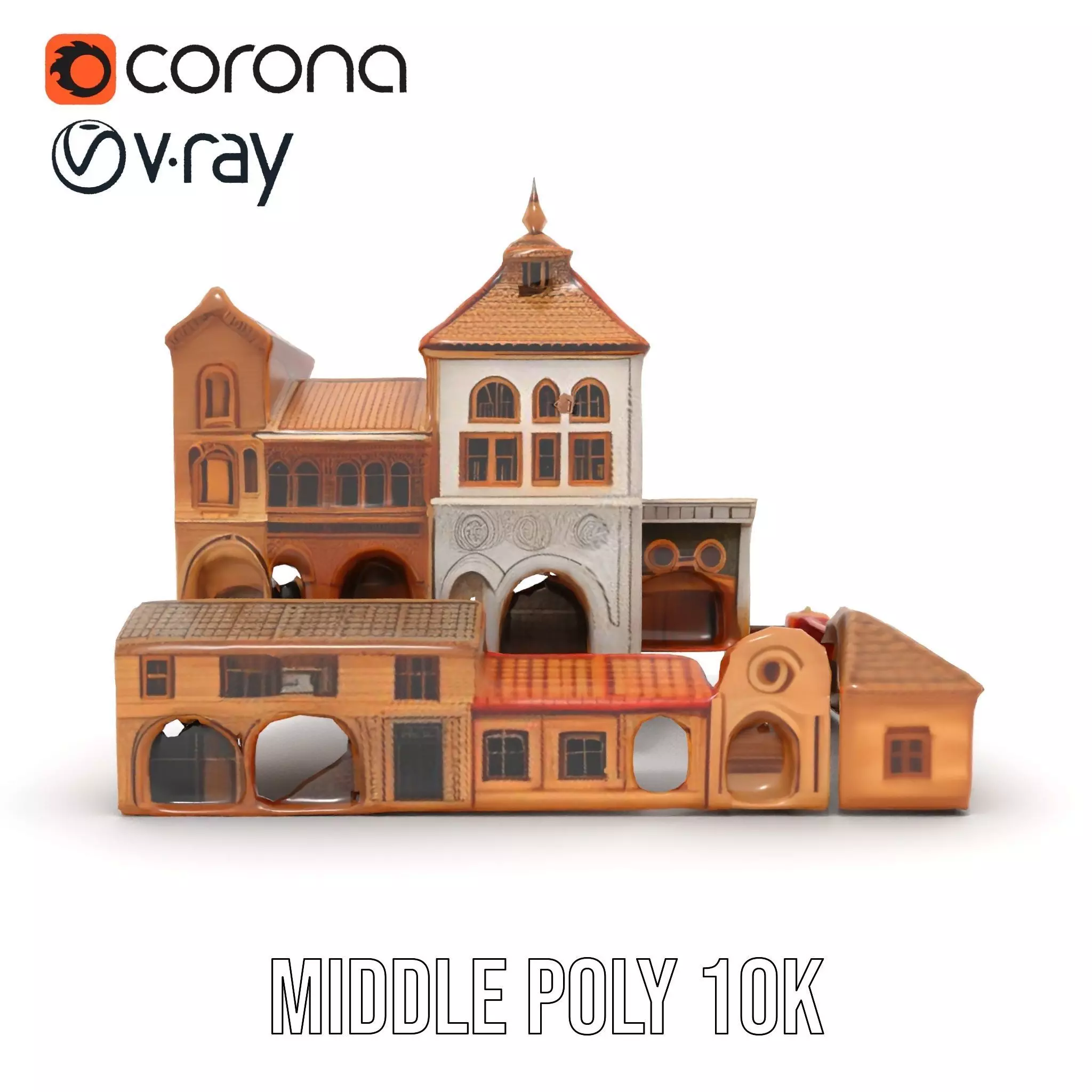 Historical City Buildings model pack Low-poly 3D model_11