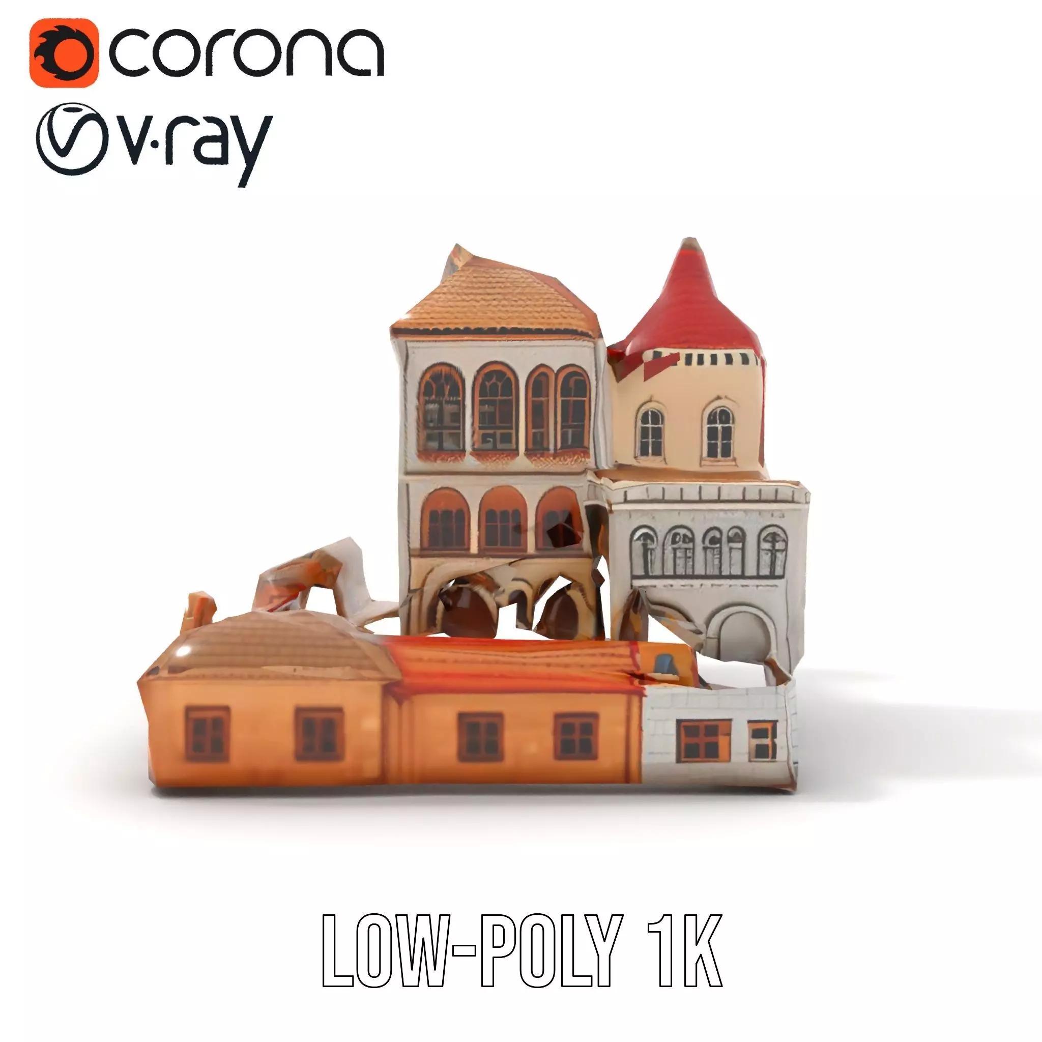 Historical City Buildings model pack Low-poly 3D model_19