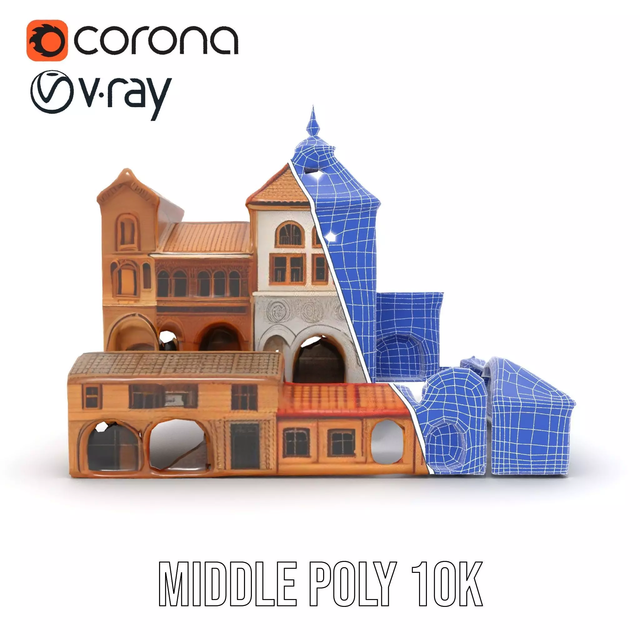 Historical City Buildings model pack Low-poly 3D model_29