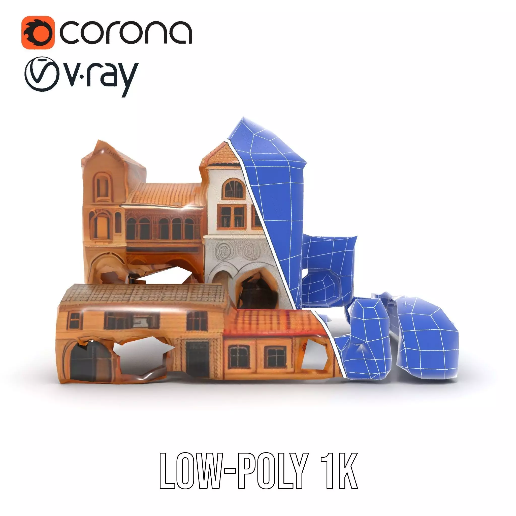 Historical City Buildings model pack Low-poly 3D model_22