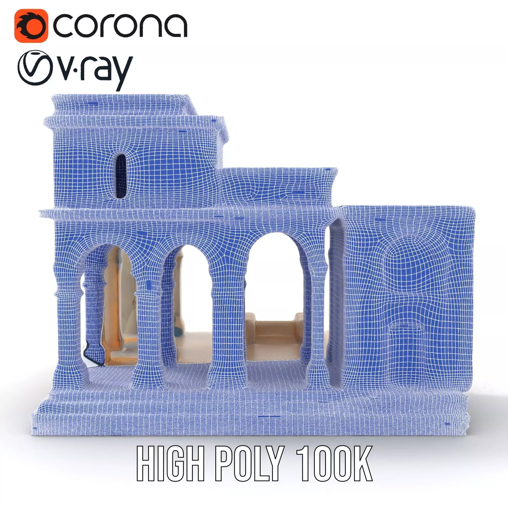 Classical Arch Building model pack Low-poly 3D model_34