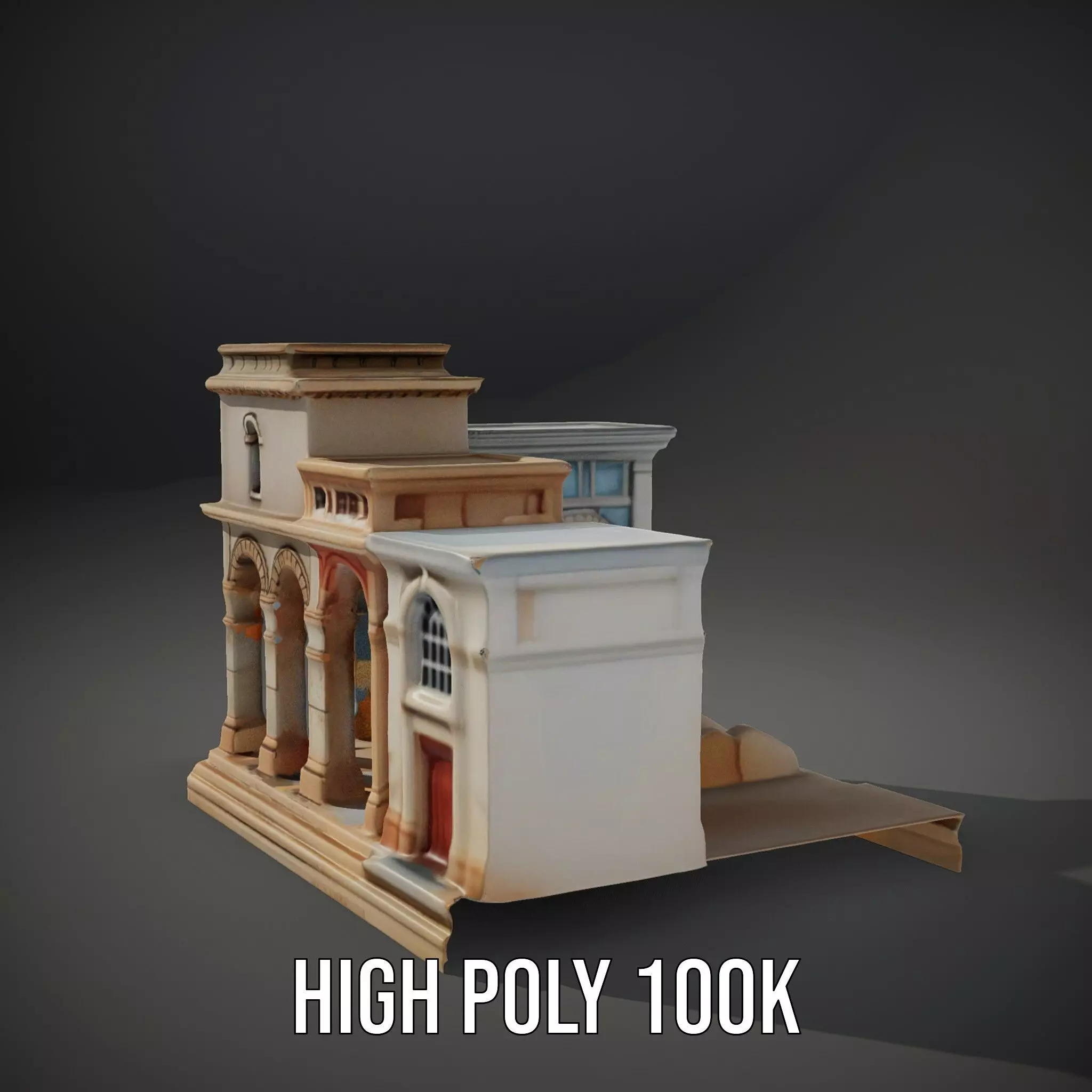 Classical Arch Building model pack Low-poly 3D model_9