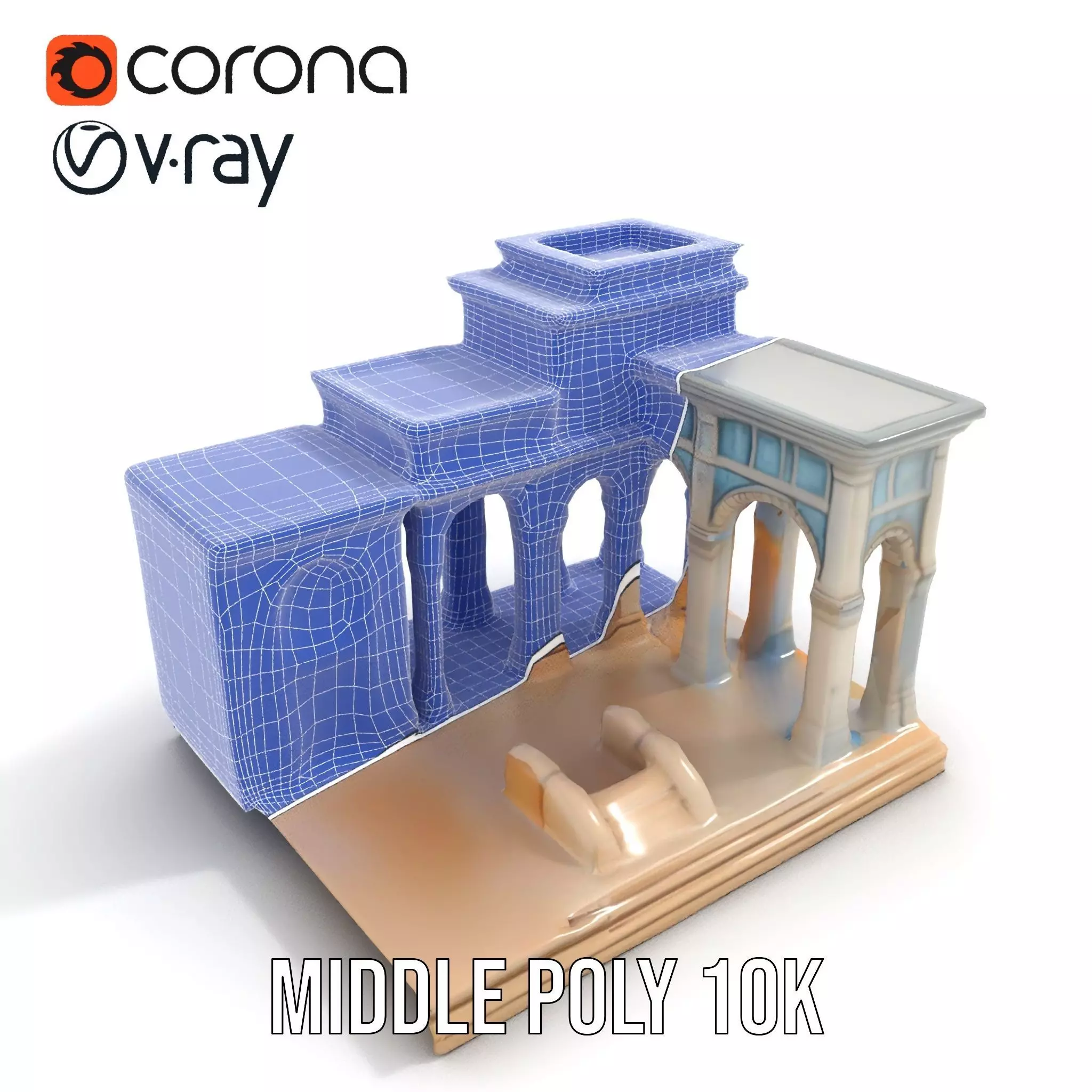Classical Arch Building model pack Low-poly 3D model_25