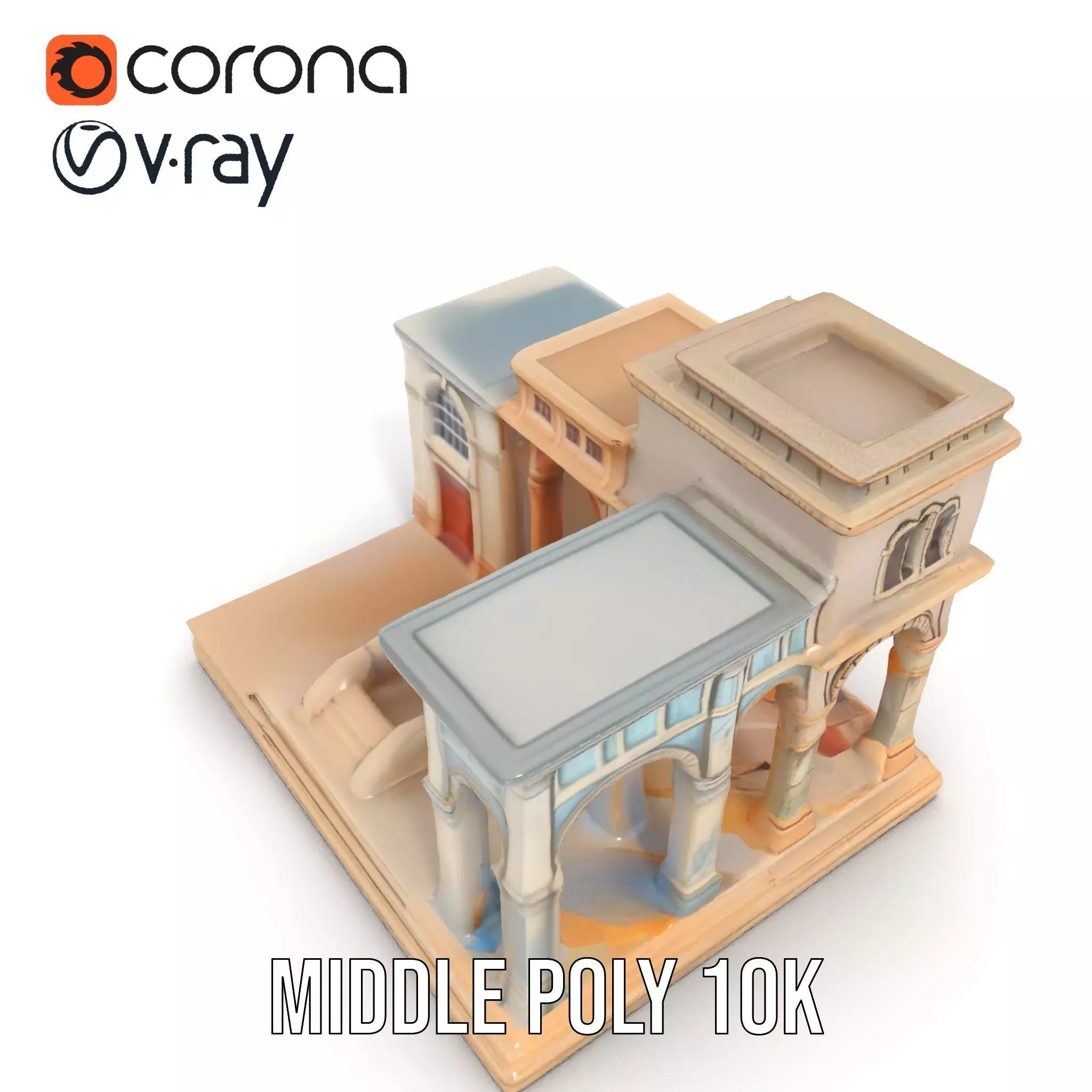 Classical Arch Building model pack Low-poly 3D model_6