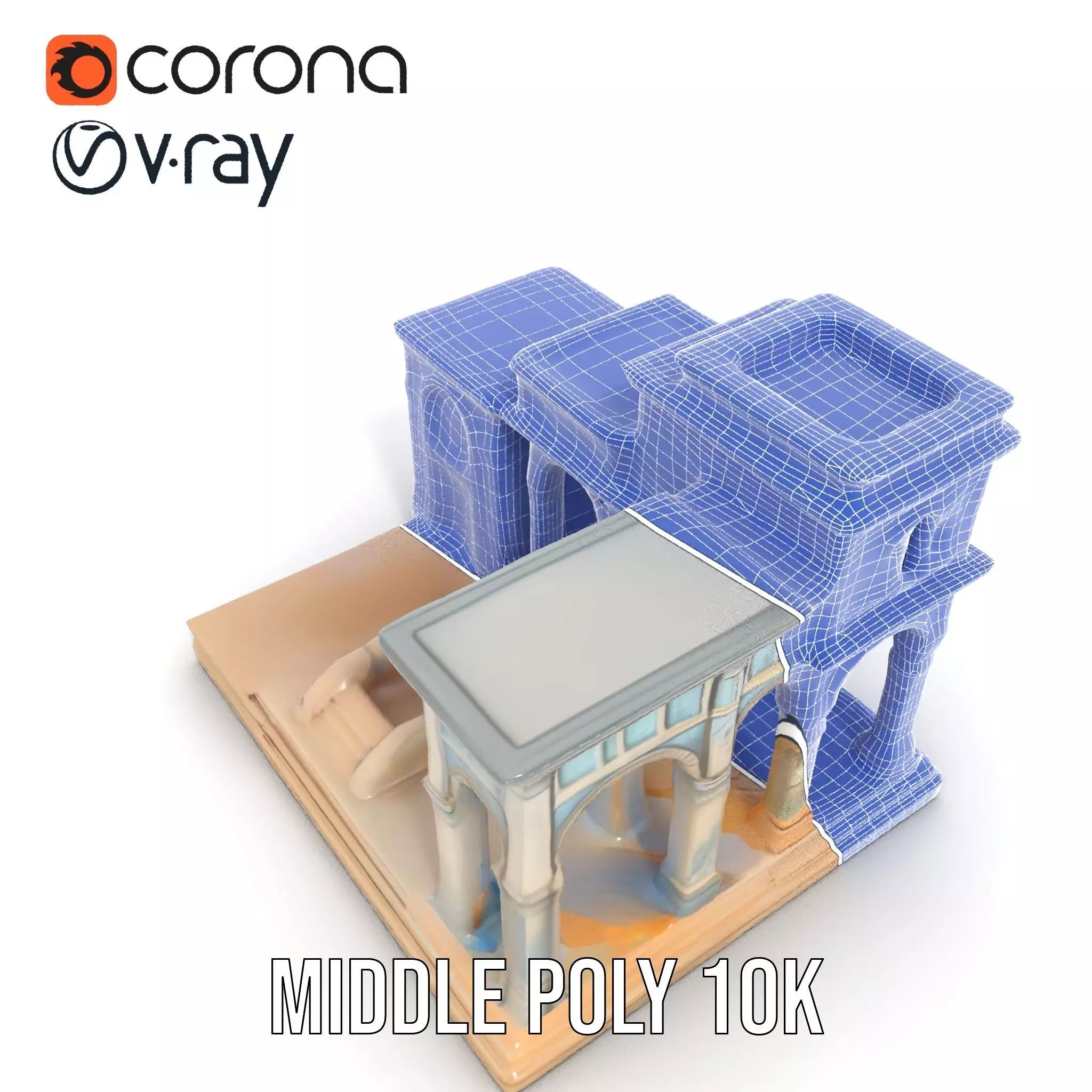 Classical Arch Building model pack Low-poly 3D model_31