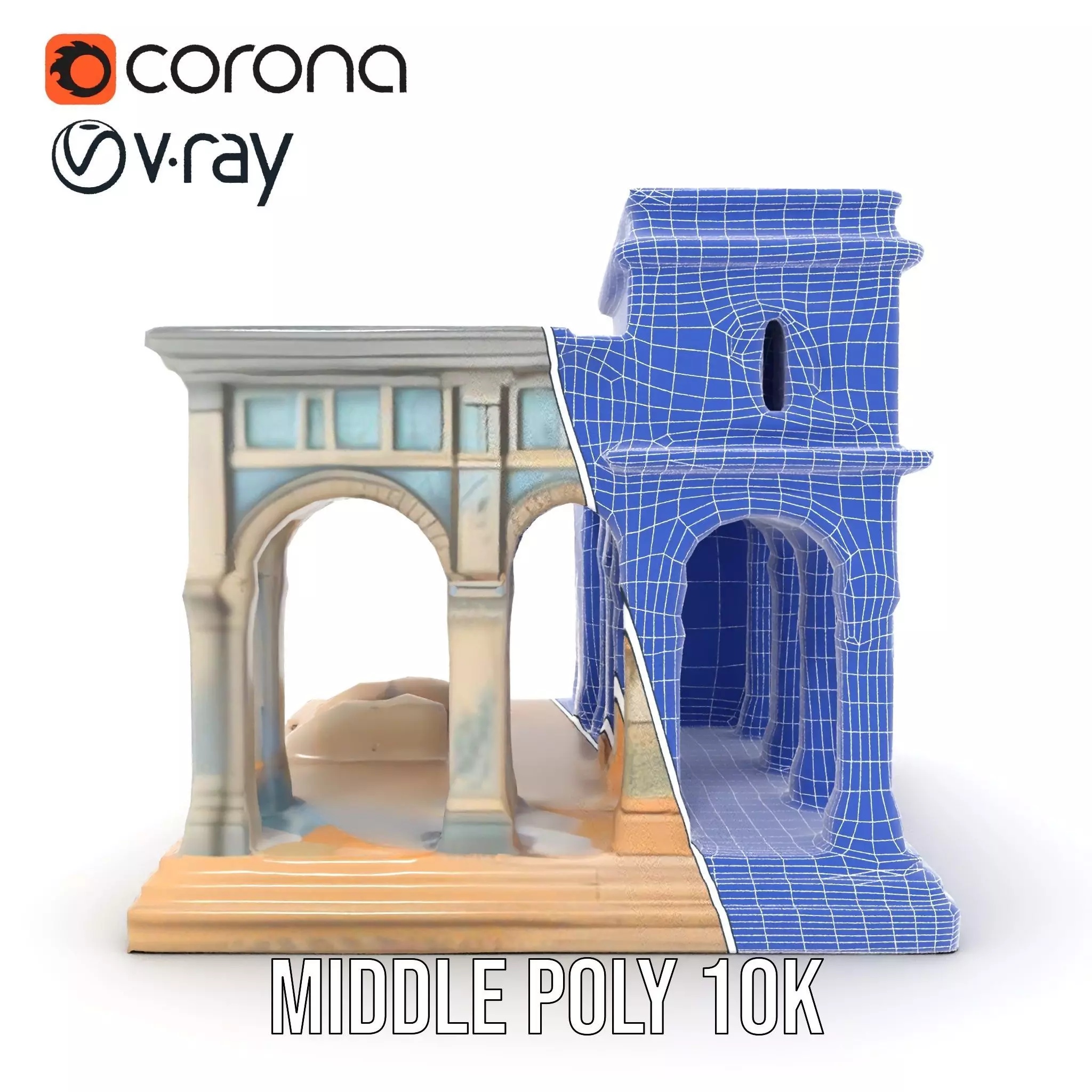 Classical Arch Building model pack Low-poly 3D model_28