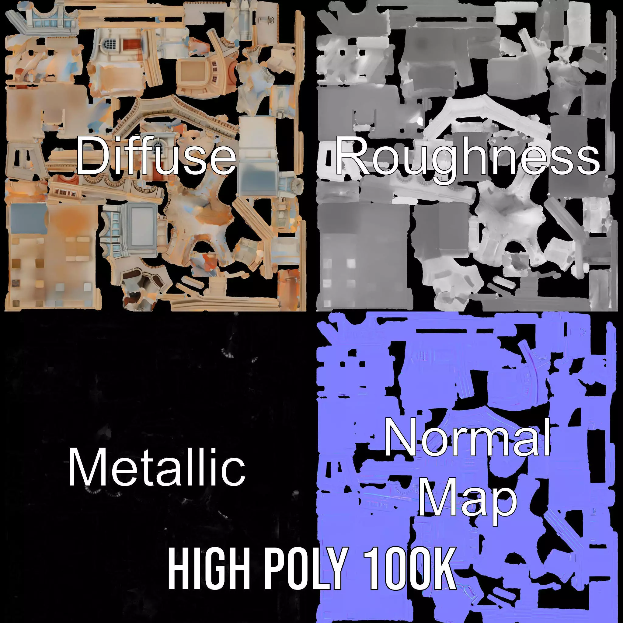 Classical Arch Building model pack Low-poly 3D model_4