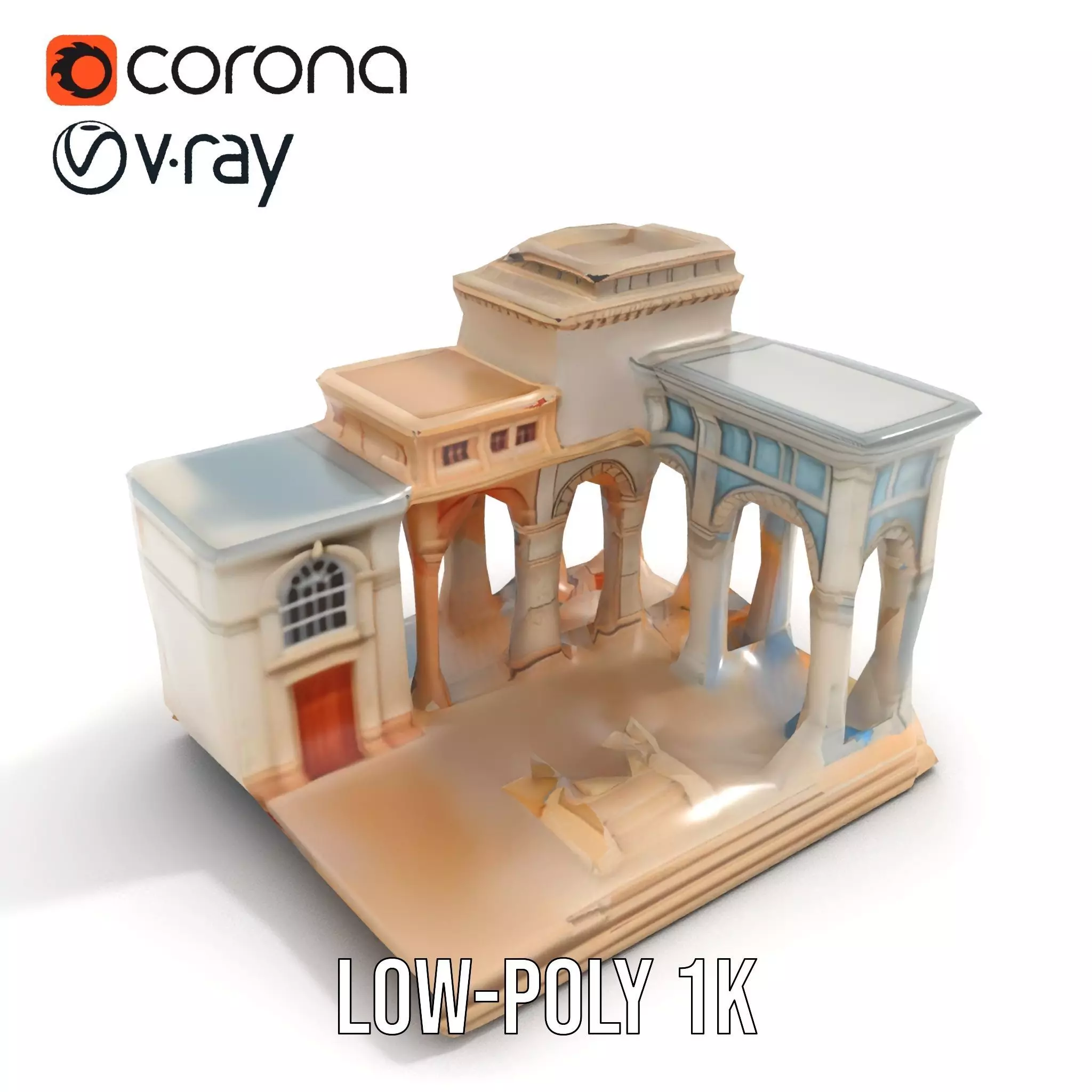 Classical Arch Building model pack Low-poly 3D model_13