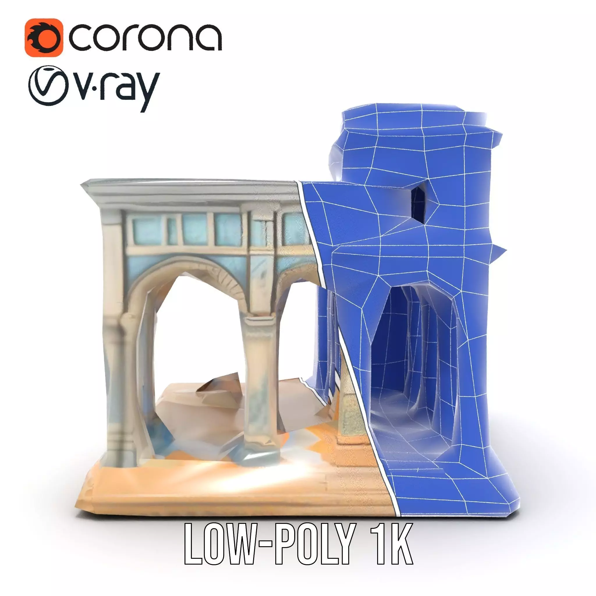 Classical Arch Building model pack Low-poly 3D model_32