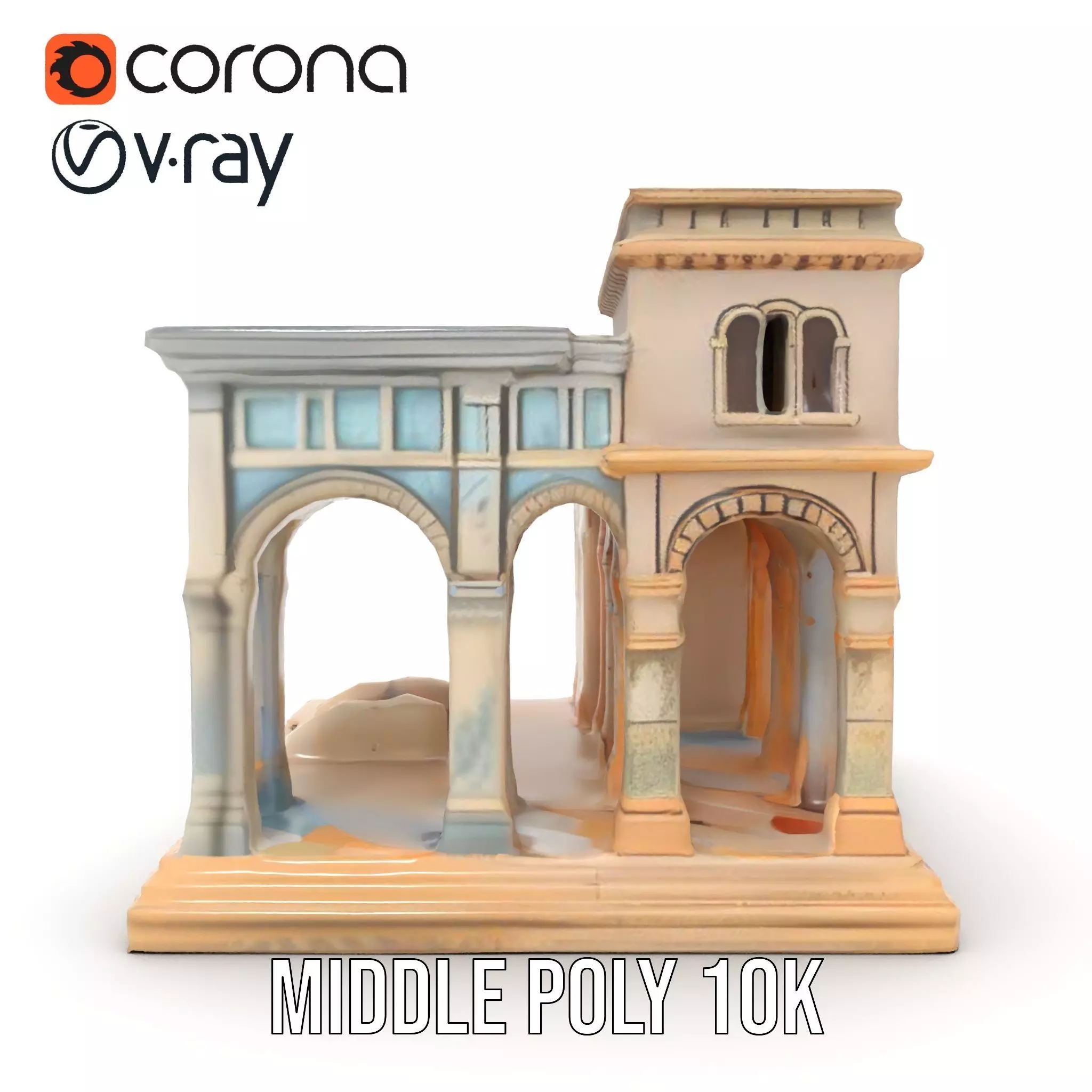 Classical Arch Building model pack Low-poly 3D model_7