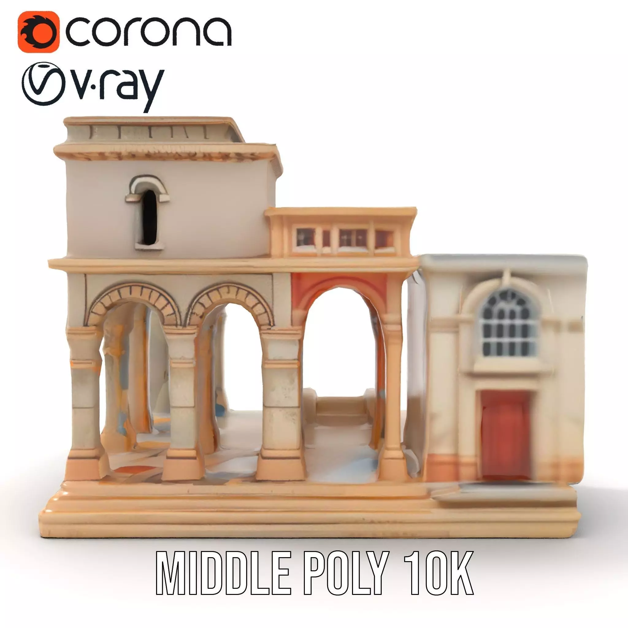 Classical Arch Building model pack Low-poly 3D model_14