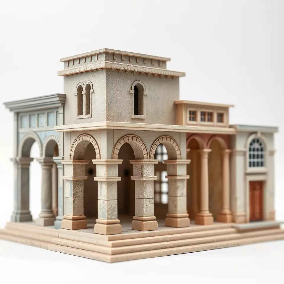 Classical Arch Building model pack Low-poly 3D model_3