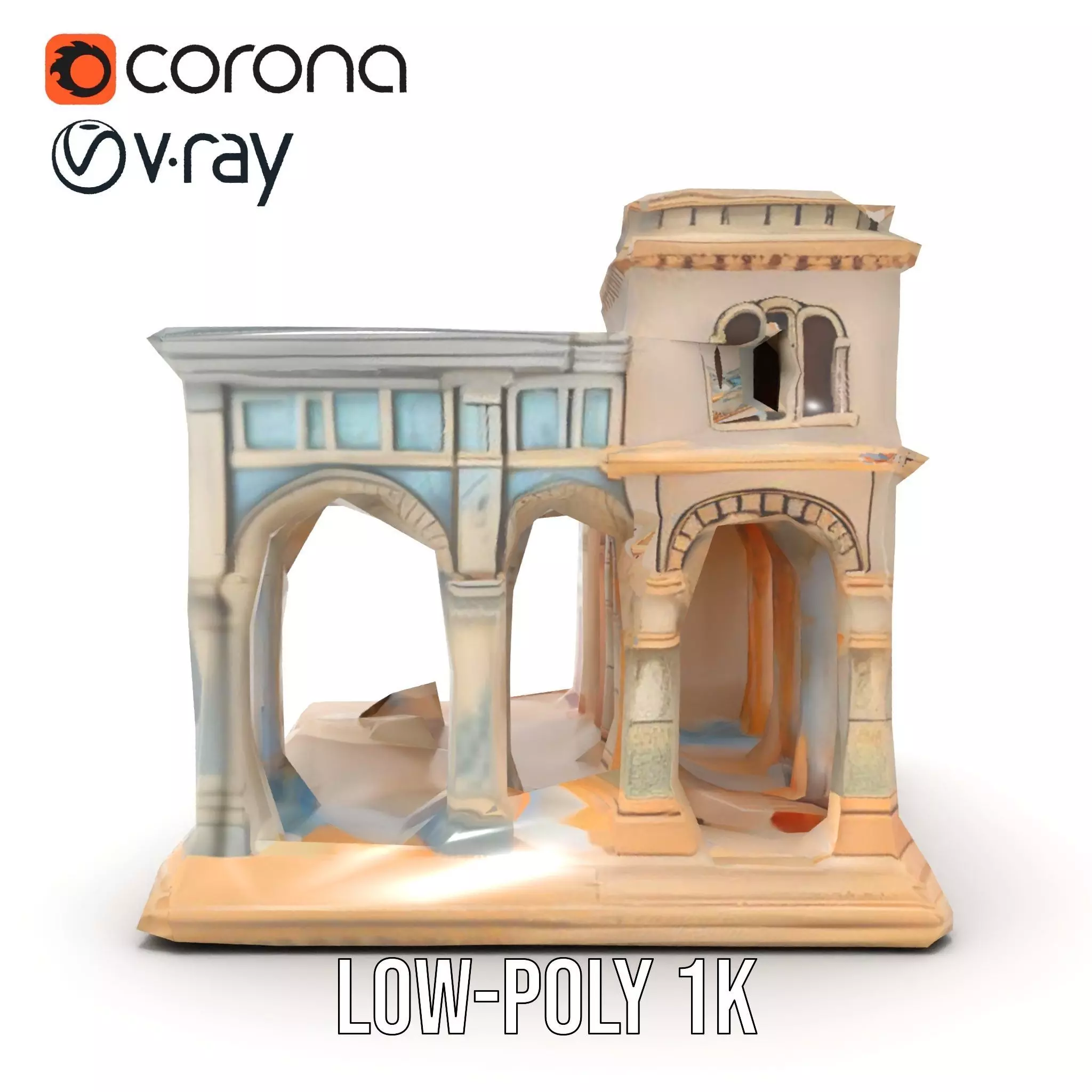 Classical Arch Building model pack Low-poly 3D model_17