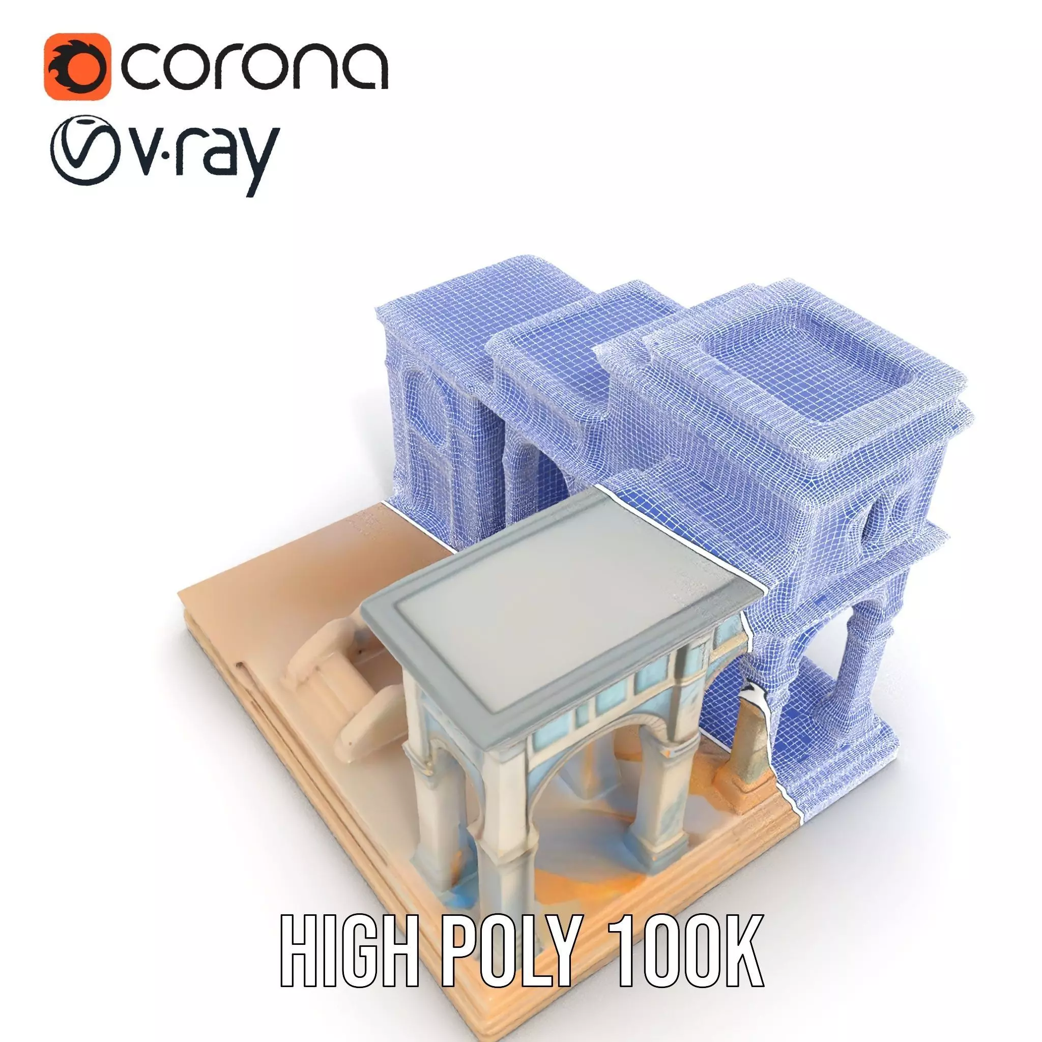 Classical Arch Building model pack Low-poly 3D model_35