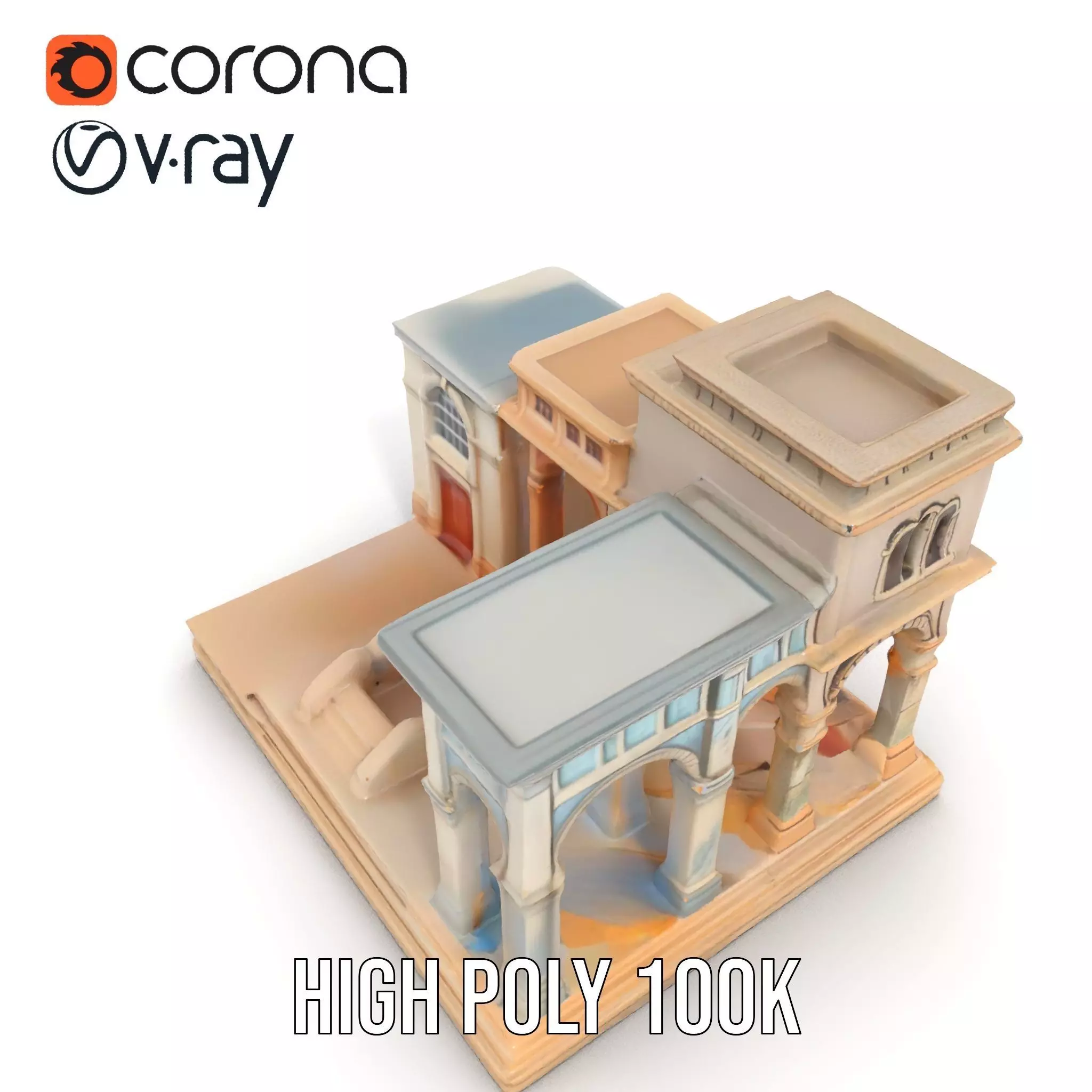 Classical Arch Building model pack Low-poly 3D model_24