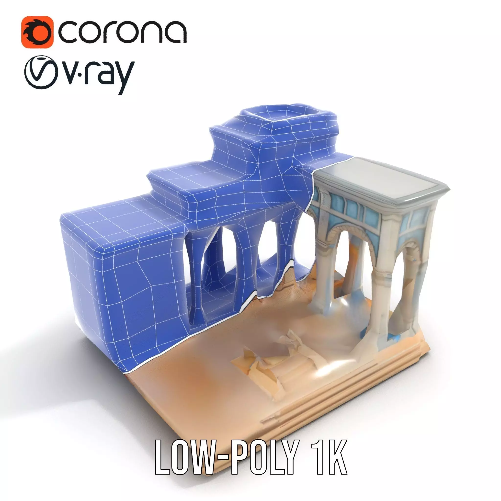 Classical Arch Building model pack Low-poly 3D model_29