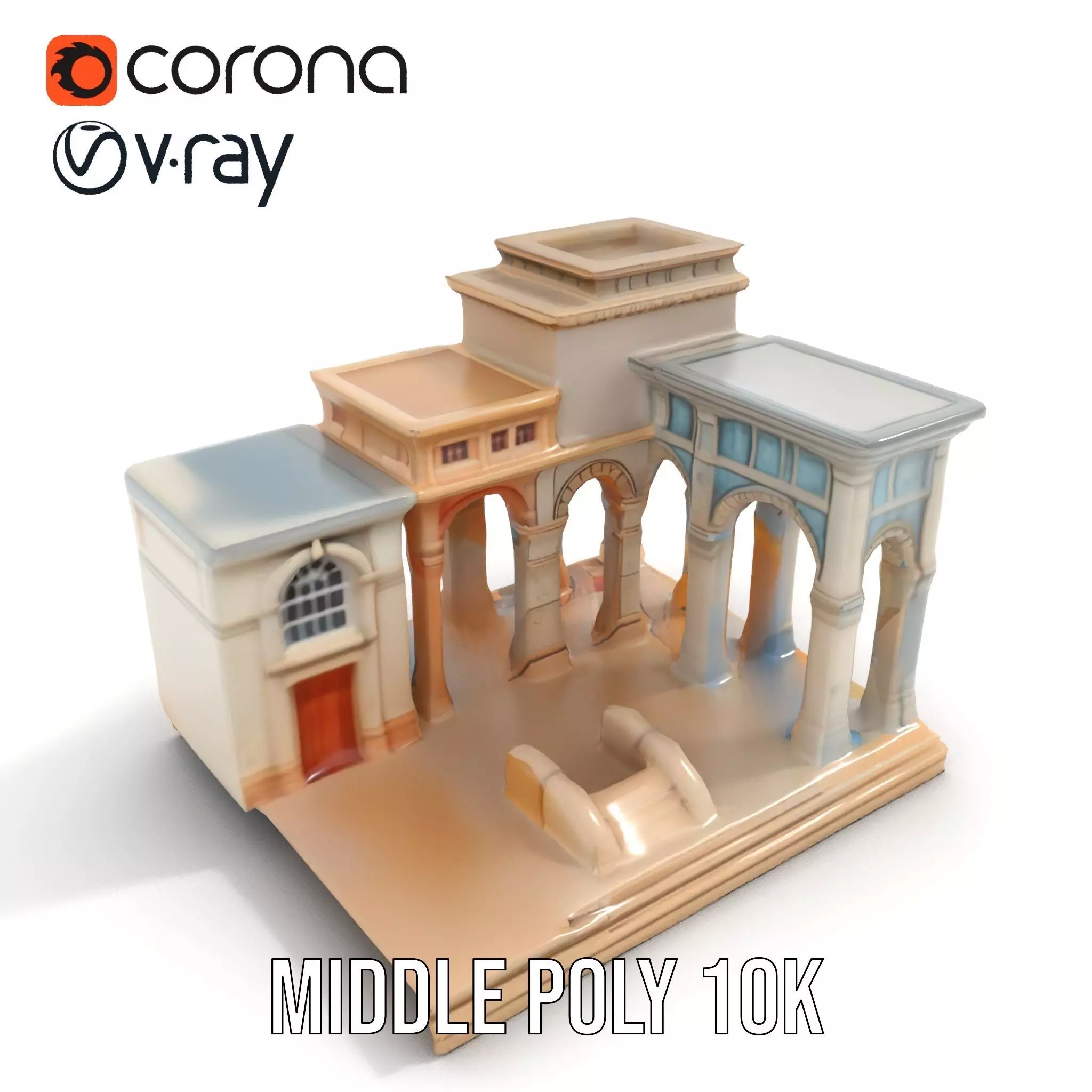 Classical Arch Building model pack Low-poly 3D model_12