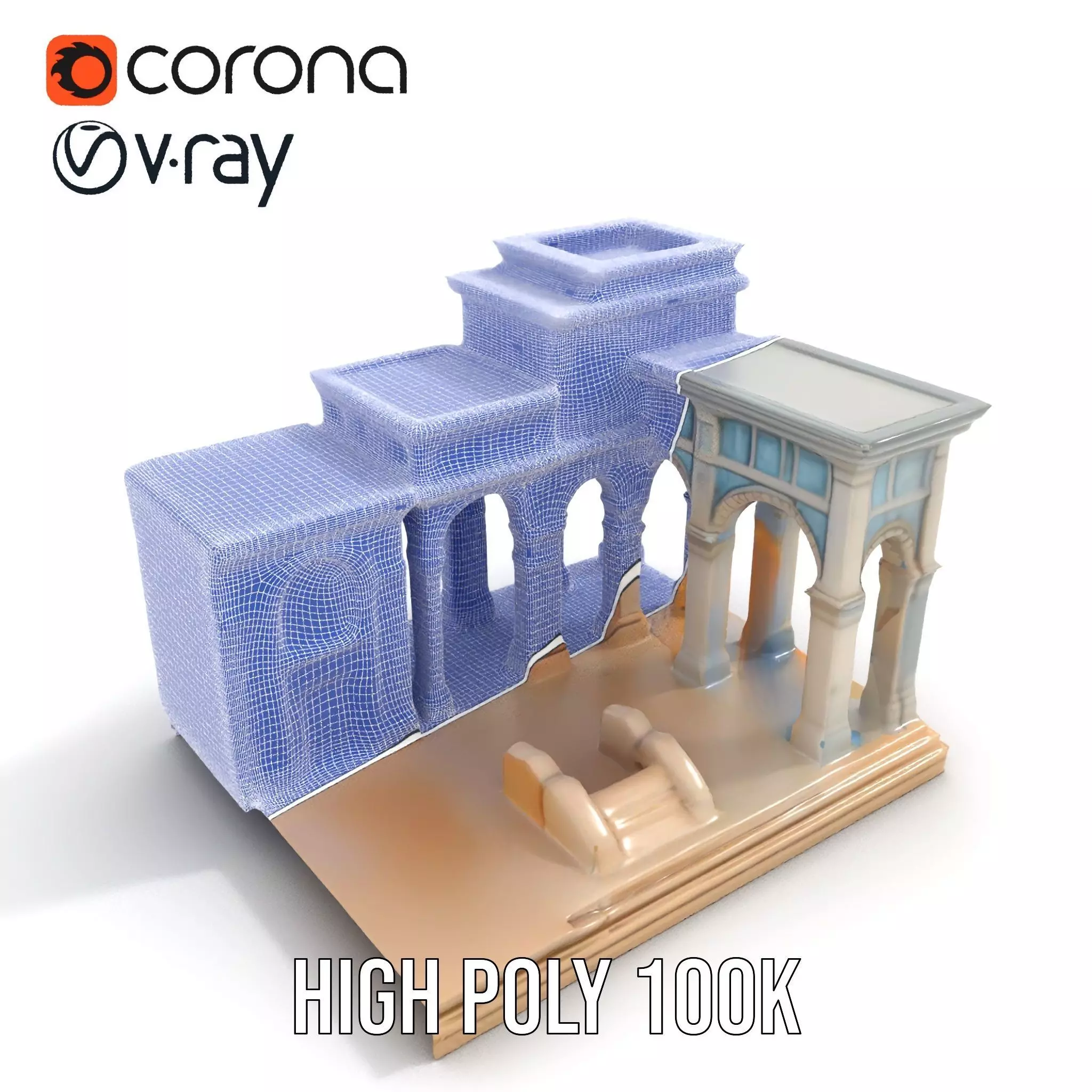 Classical Arch Building model pack Low-poly 3D model_30