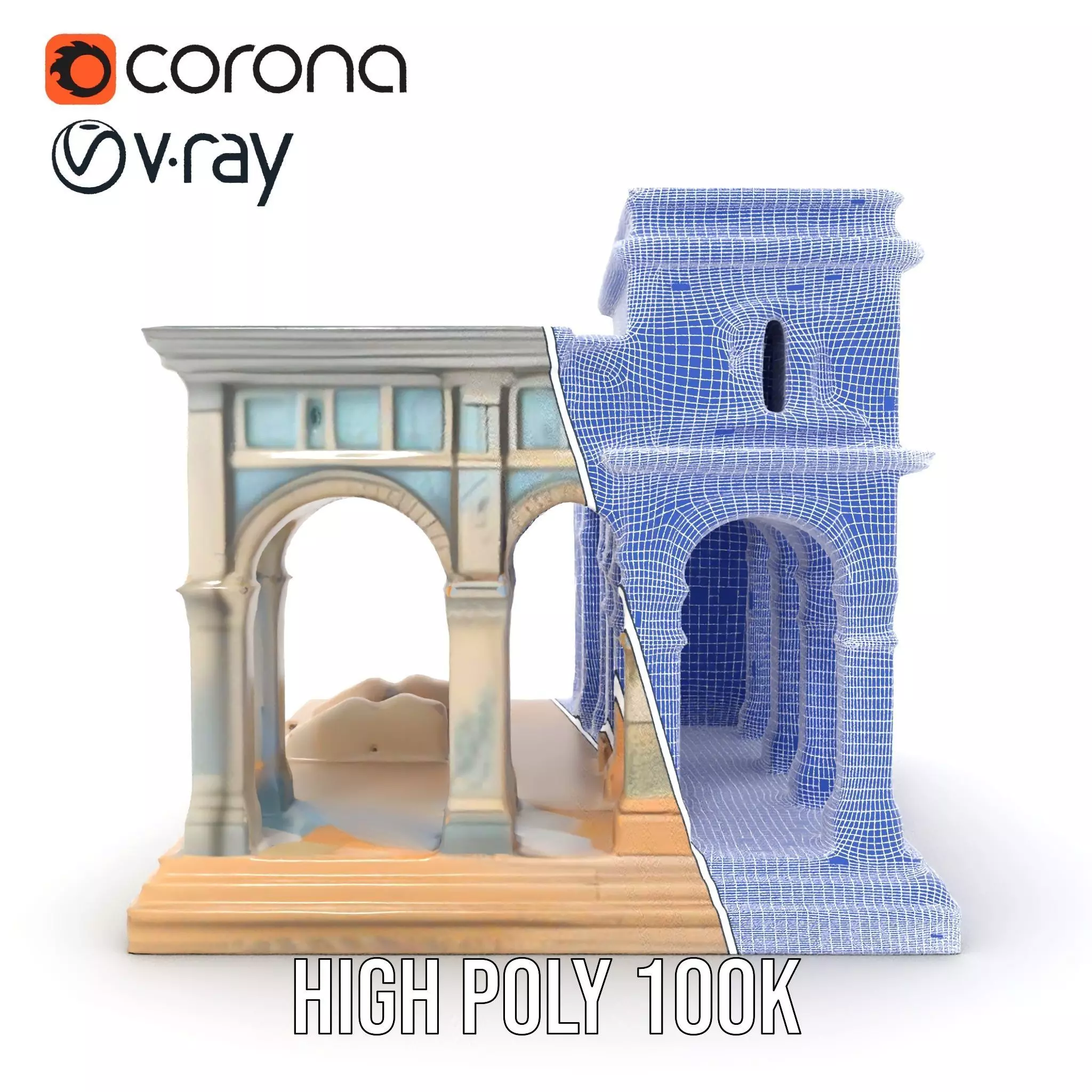 Classical Arch Building model pack Low-poly 3D model_33