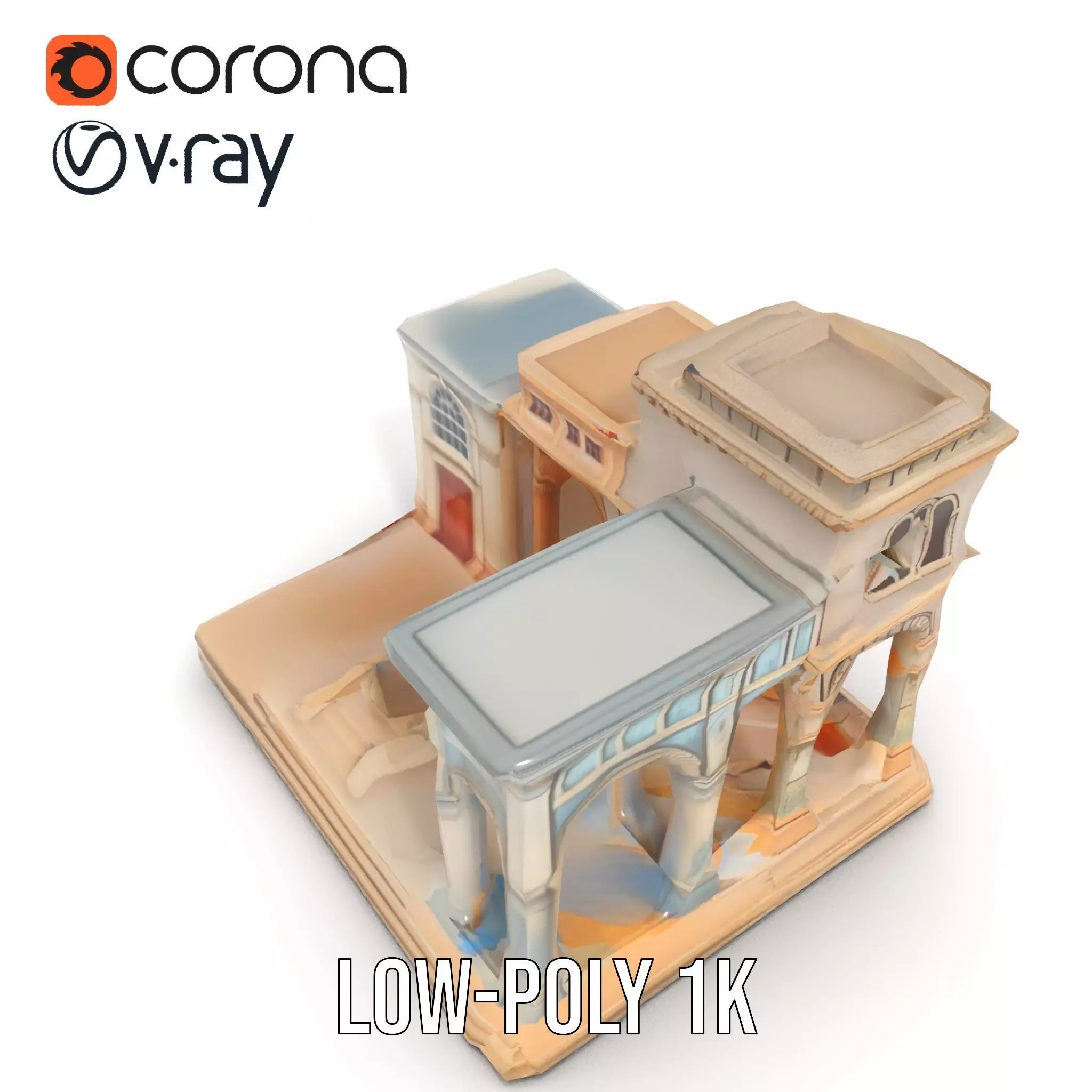 Classical Arch Building model pack Low-poly 3D model_8