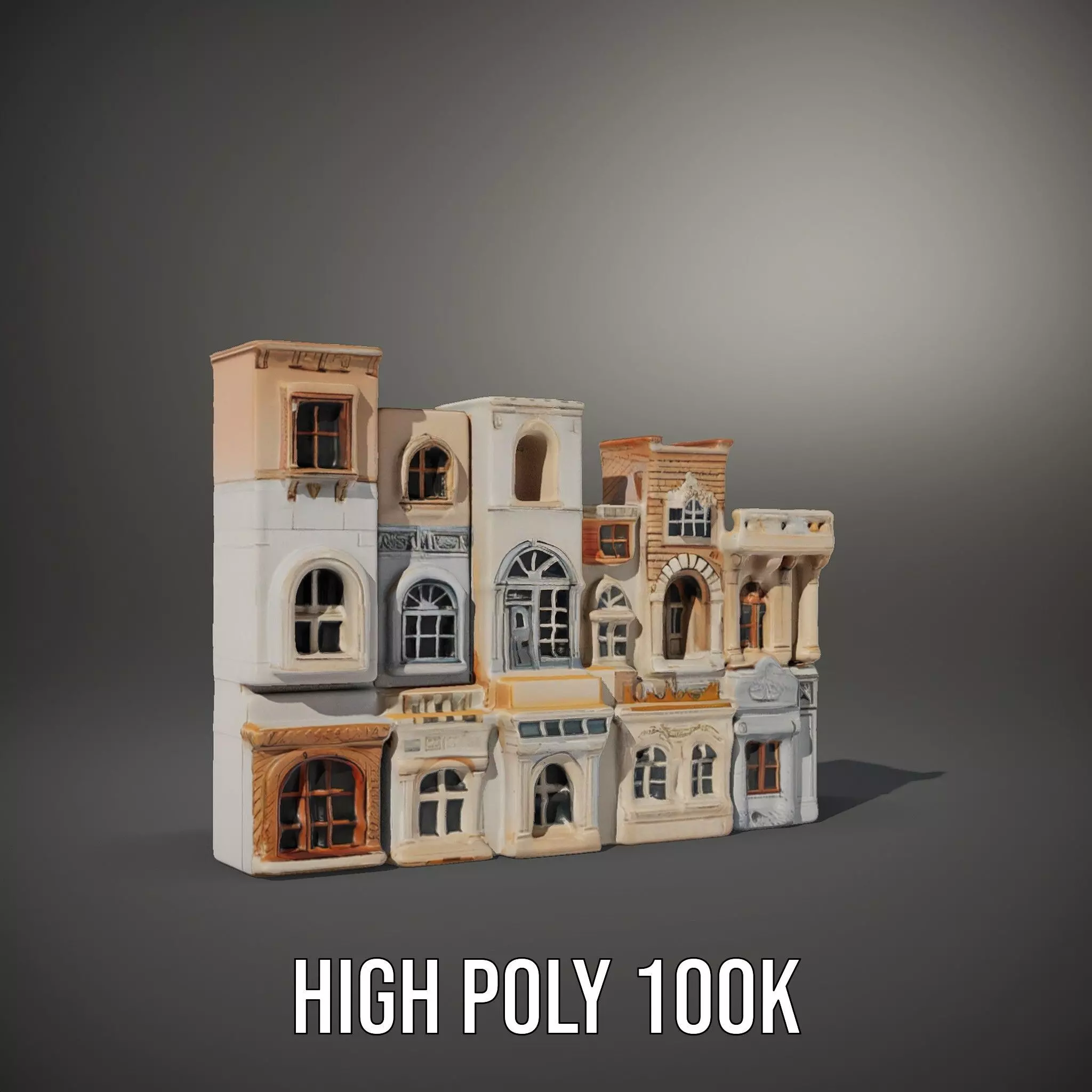 Classic Architectural Facade model pack Low-poly 3D model_10