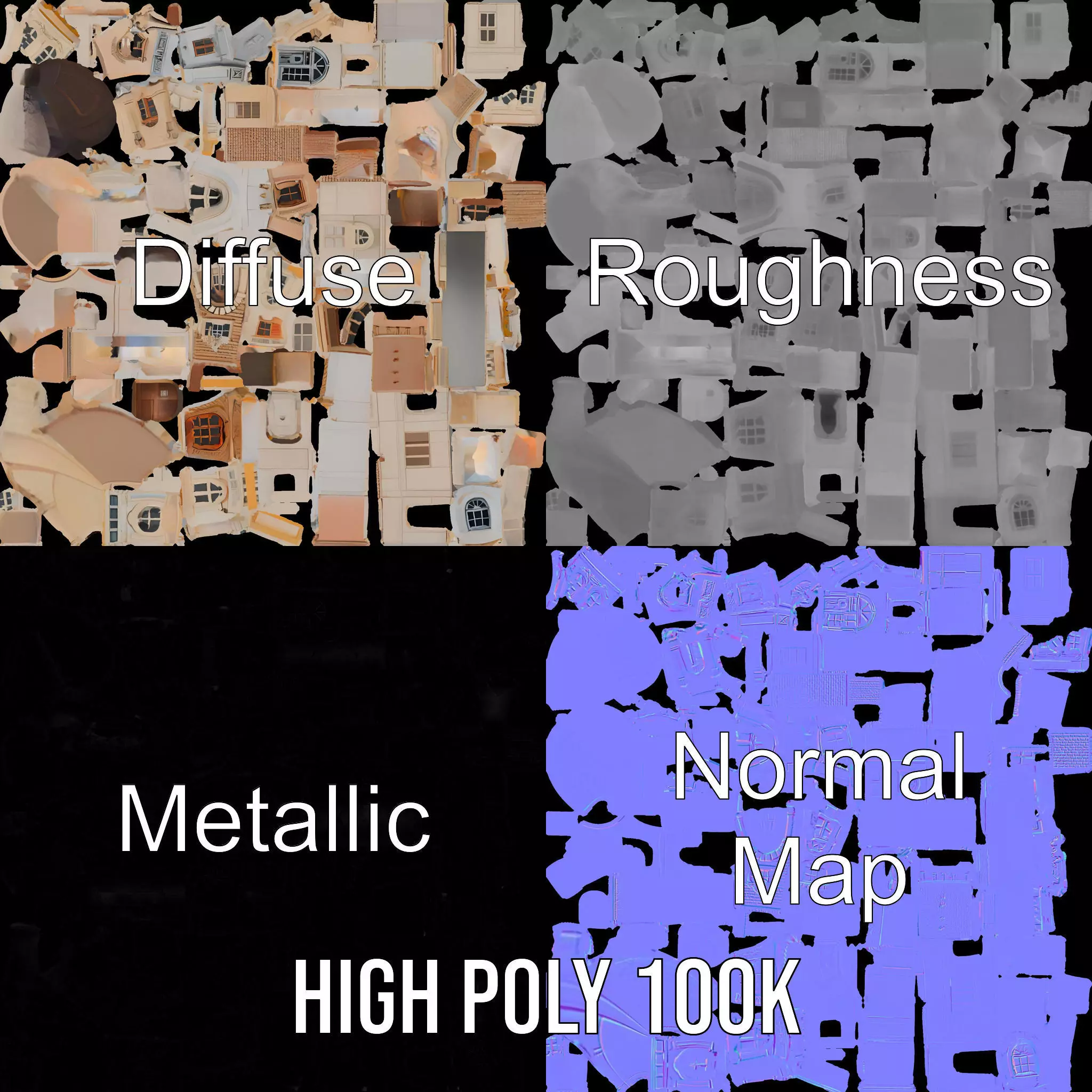 Classic Architectural Facade model pack Low-poly 3D model_3