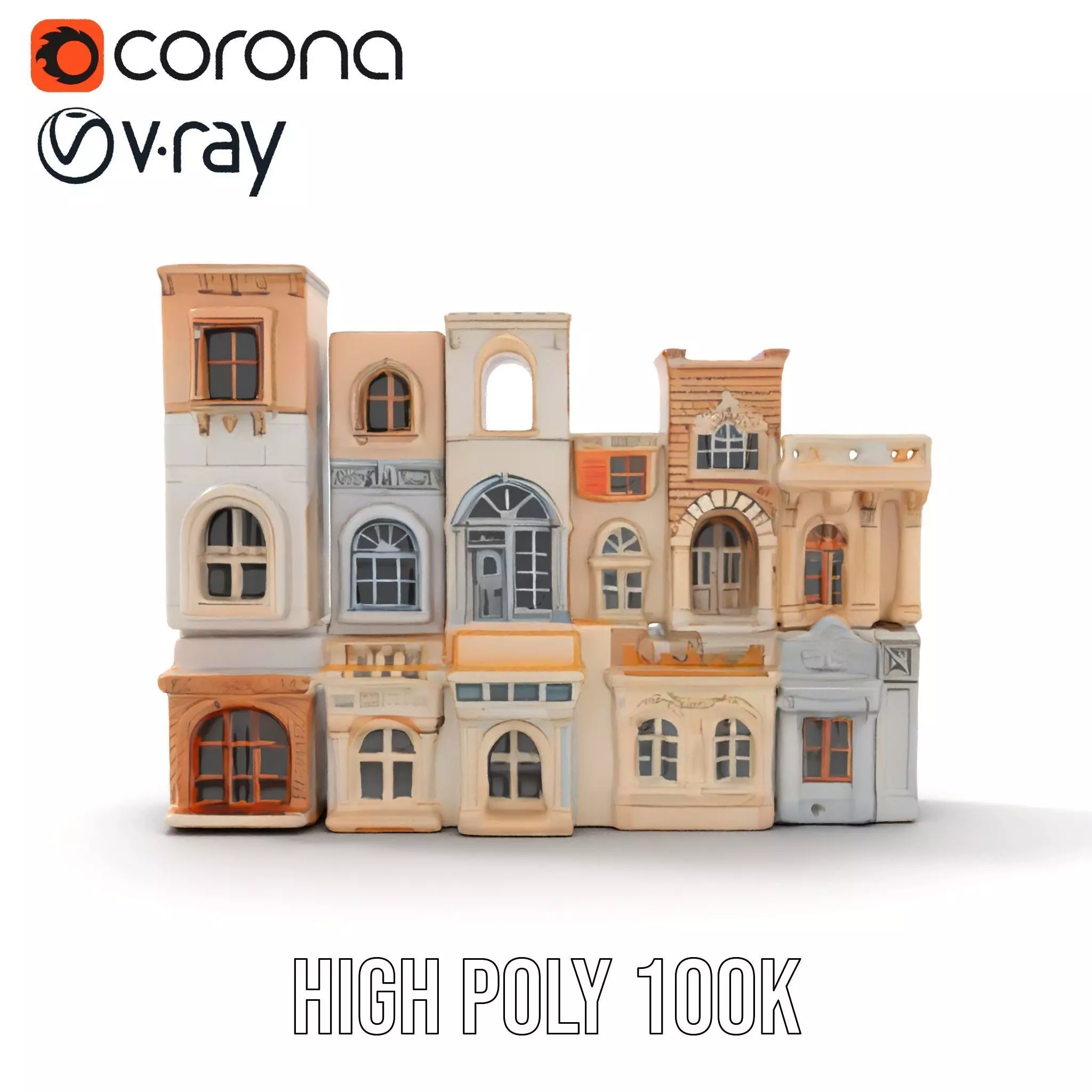 Classic Architectural Facade model pack Low-poly 3D model_32