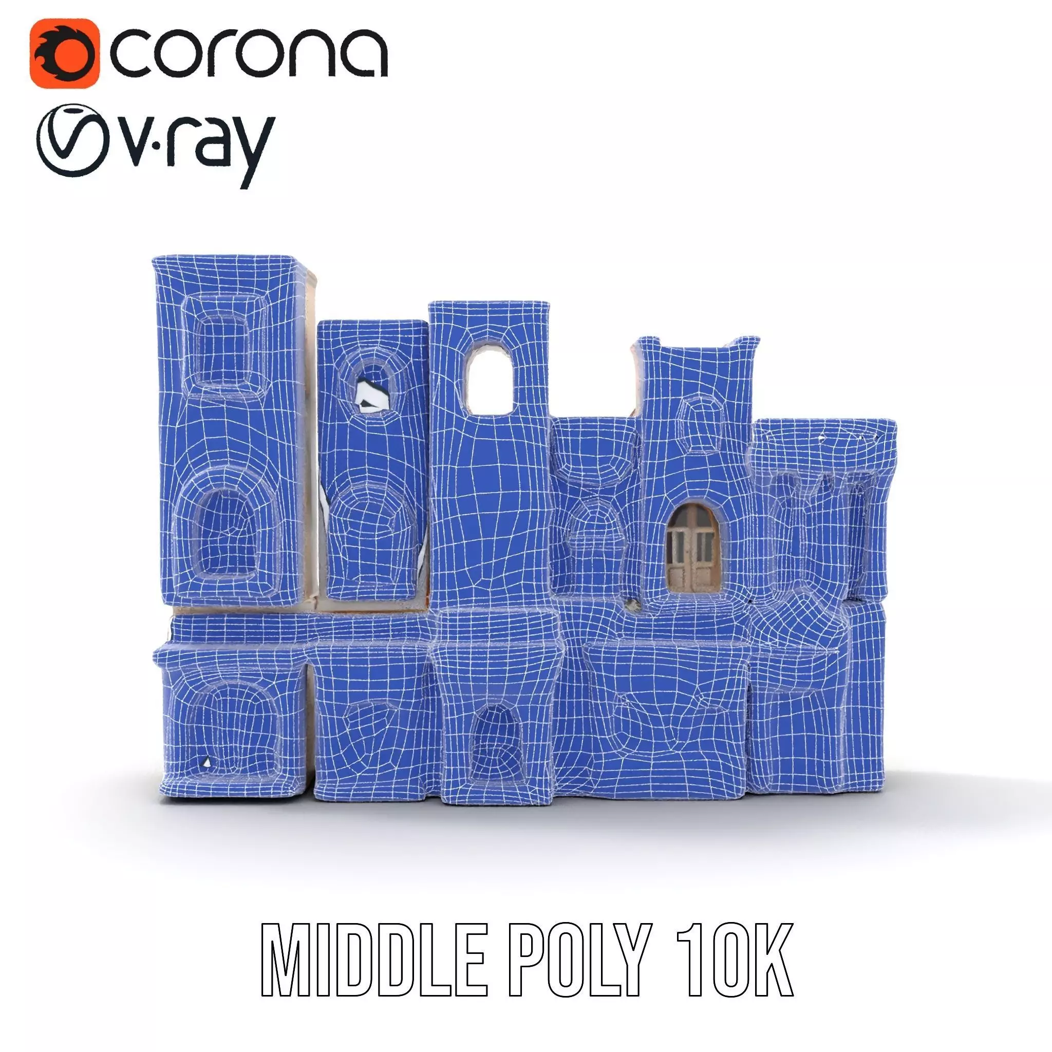 Classic Architectural Facade model pack Low-poly 3D model_26