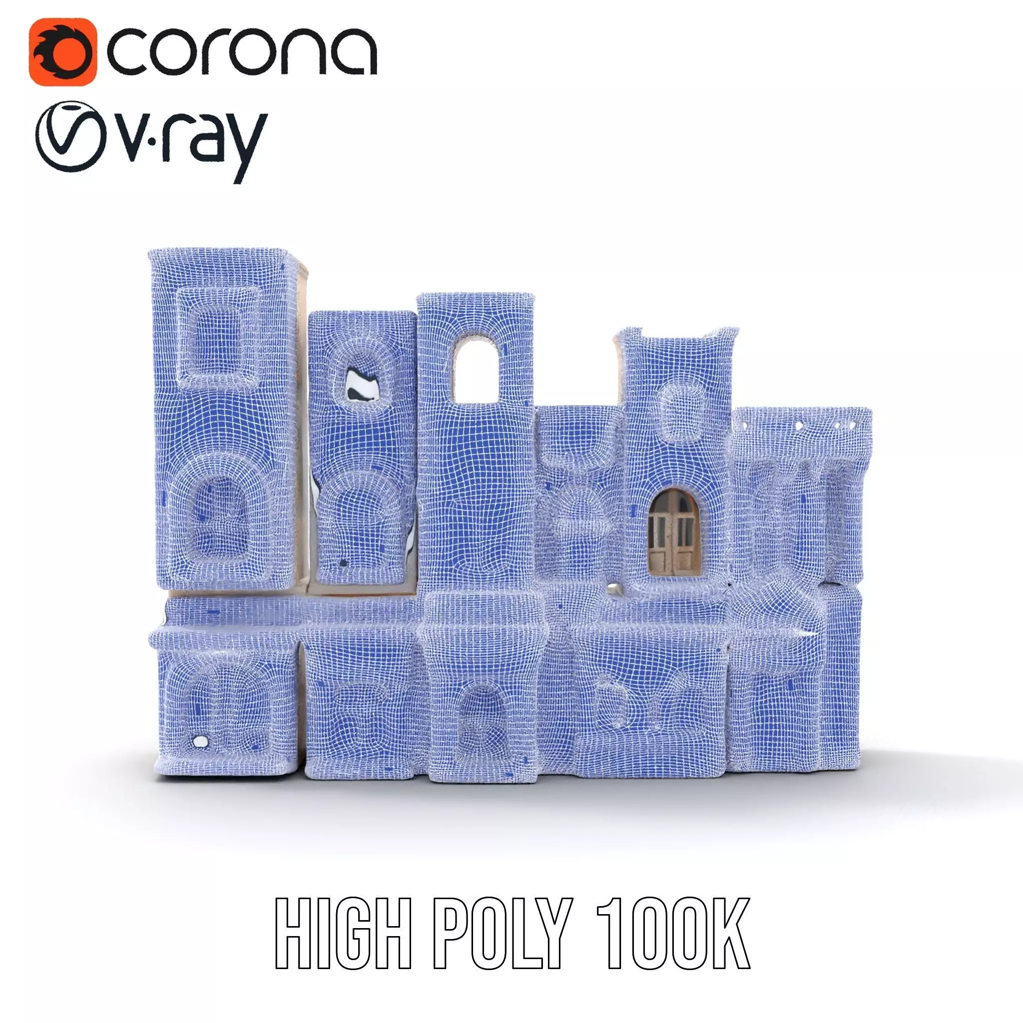 Classic Architectural Facade model pack Low-poly 3D model_33