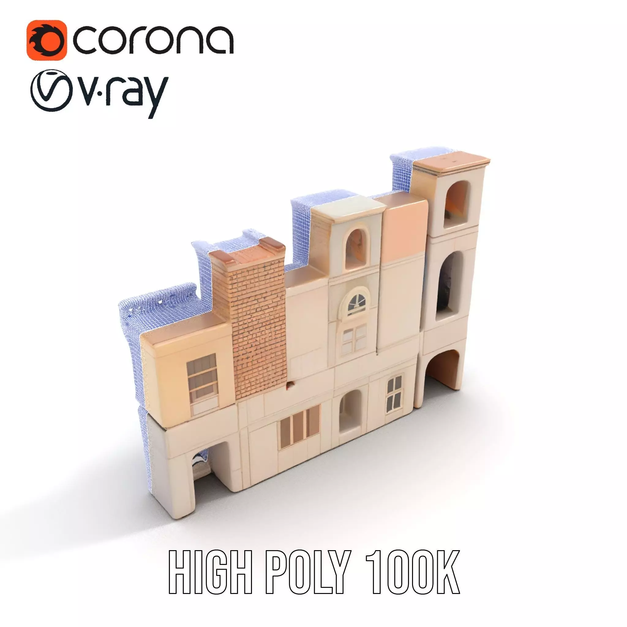 Classic Architectural Facade model pack Low-poly 3D model_25